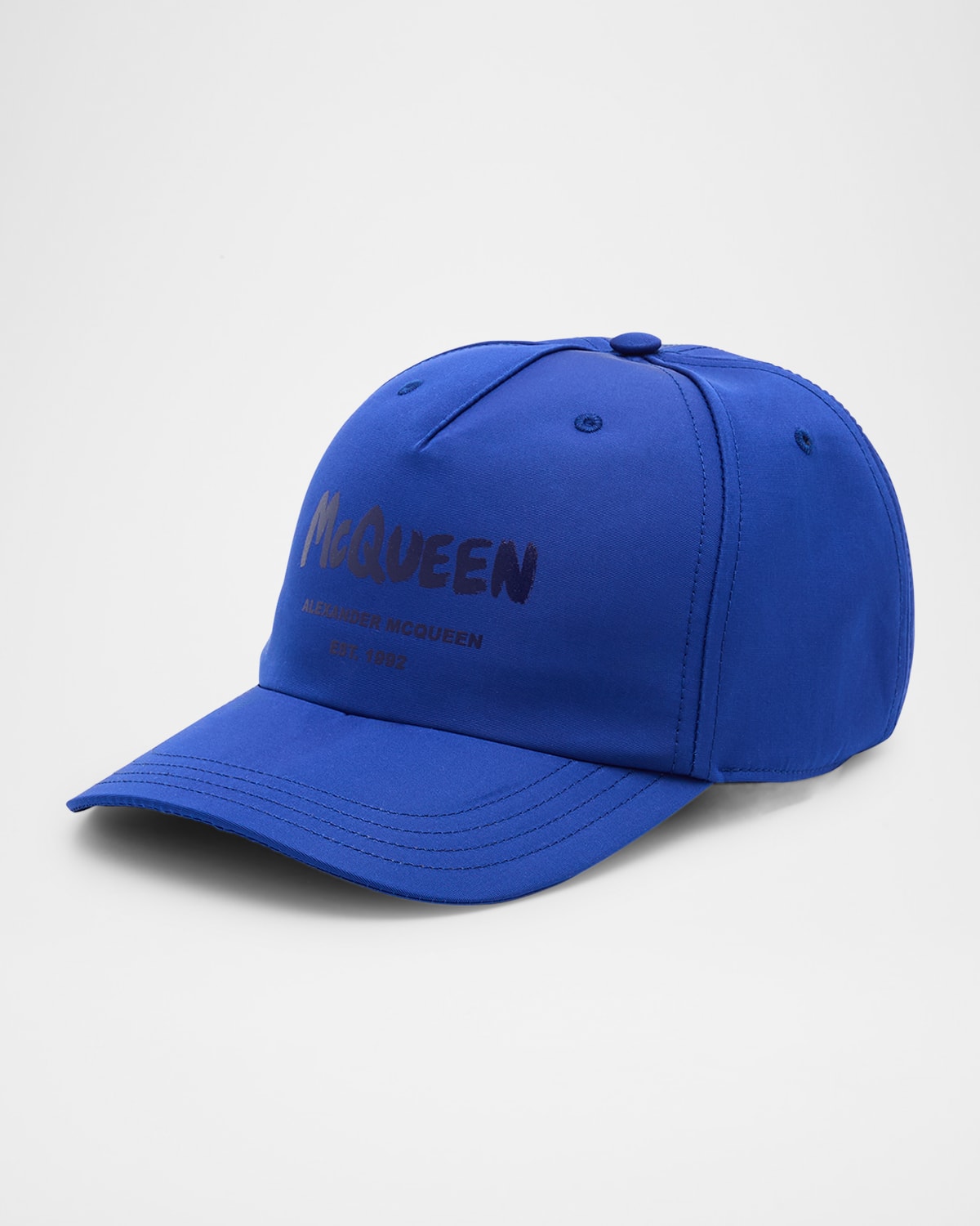 Alexander Mcqueen Graffiti-print Baseball Cap In Royal