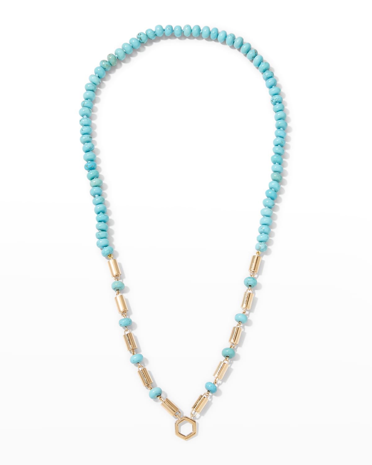 Yellow Gold Baht Chain with Turquoise