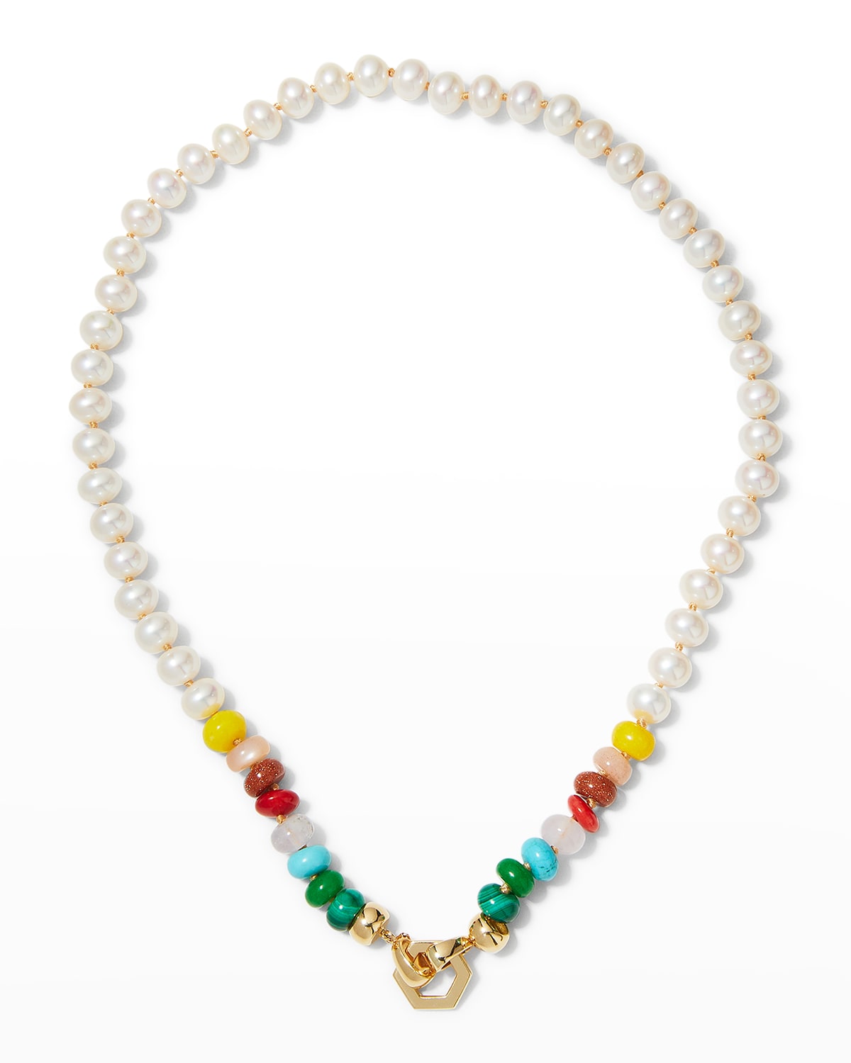 Harwell Godfrey Yellow Gold Pearl and Multi-Stone Necklace