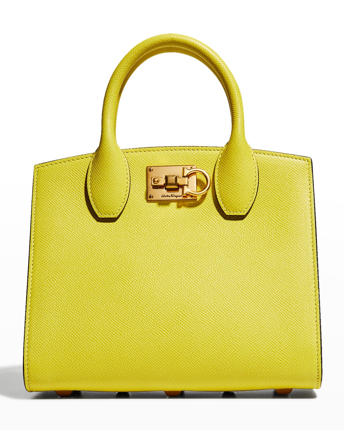 Ferragamo The Studio Box Gancio Top-handle Bag In Canary Yellow Ca