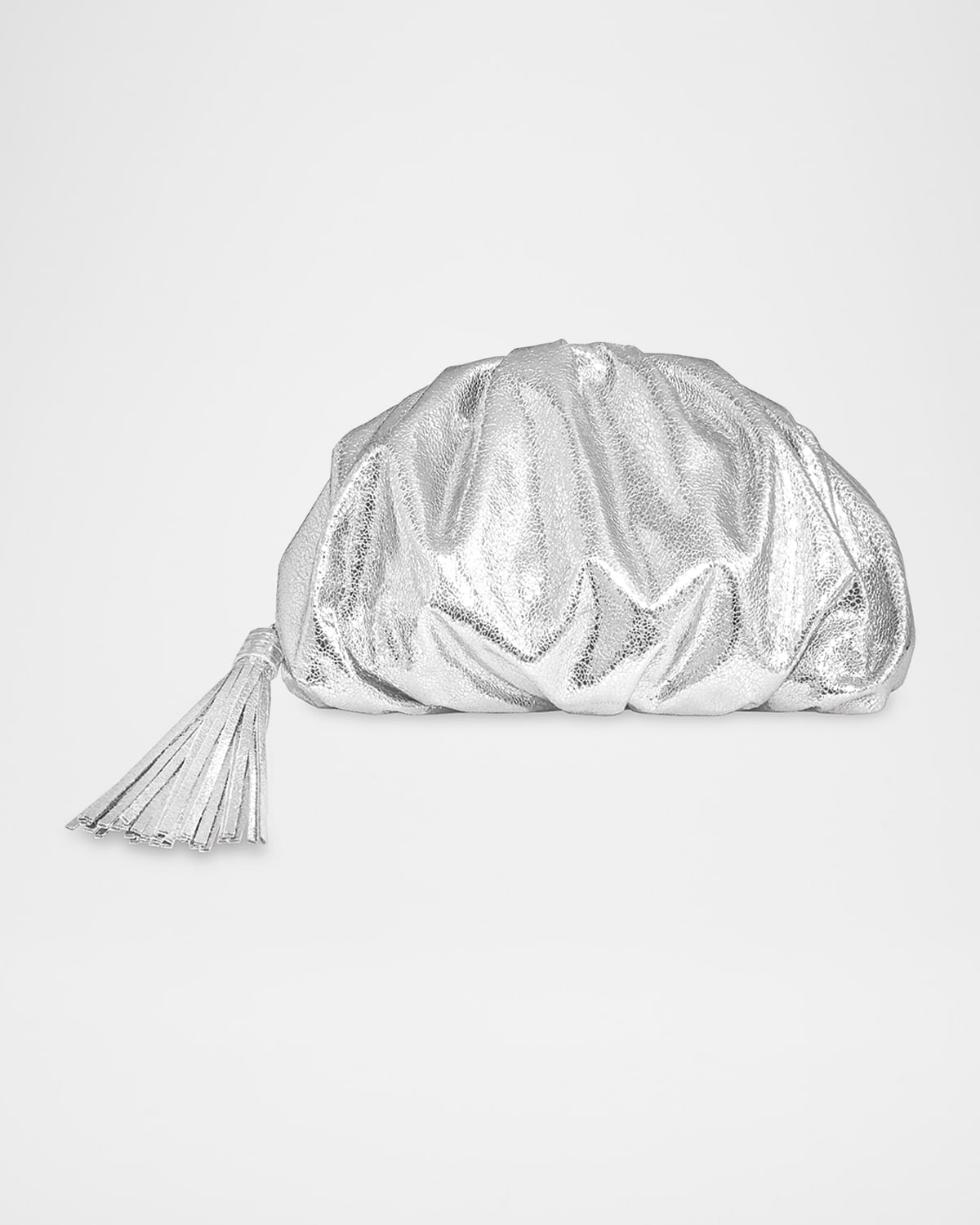 Rebecca Minkoff Ruched Zip Faux-leather Clutch Bag In Silver