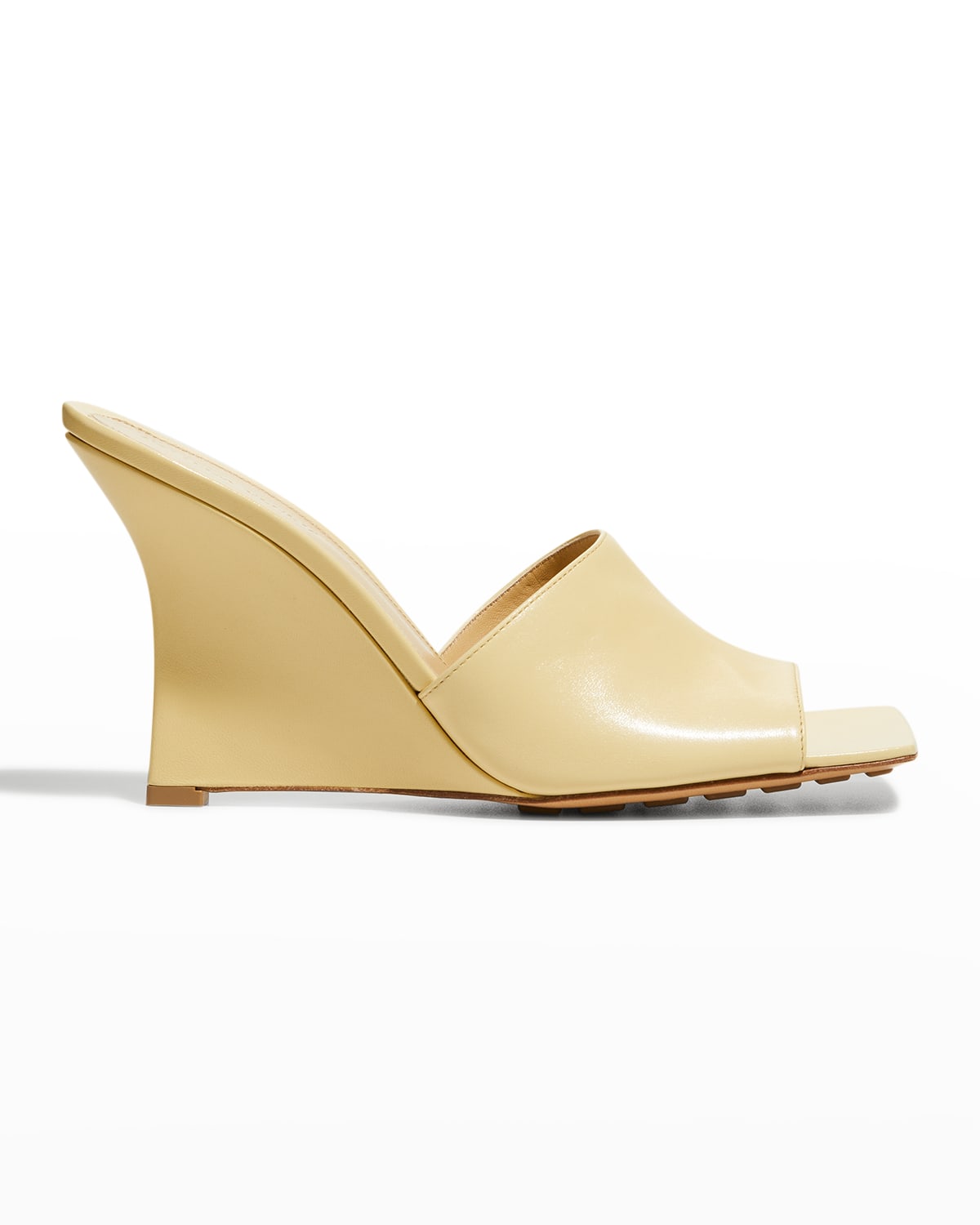 Bottega Veneta Wedge Leather 110mm Sandals In Moon Beam
