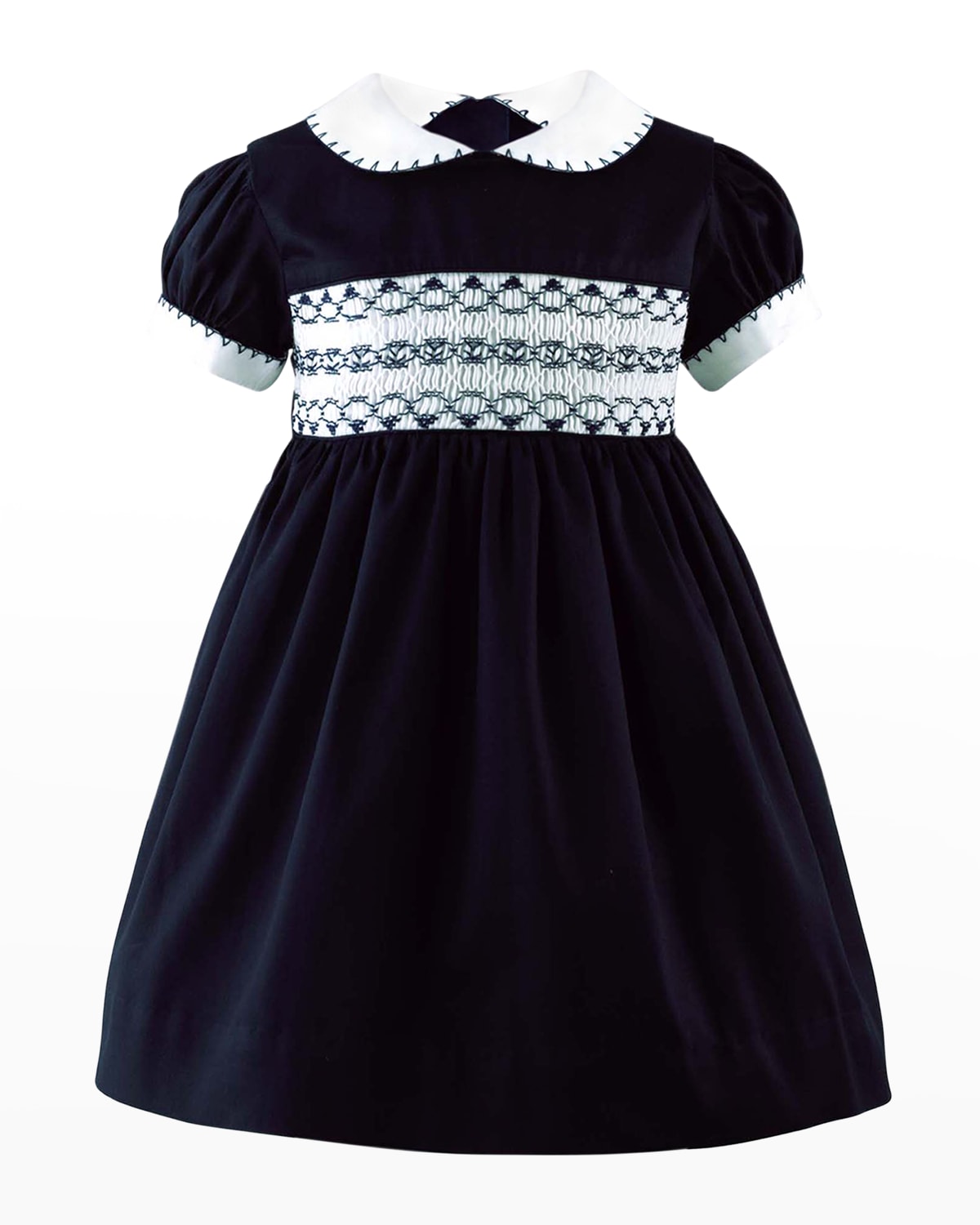Rachel Riley Kids' Girl's Classic Smocked Dress In Medium Blue 2