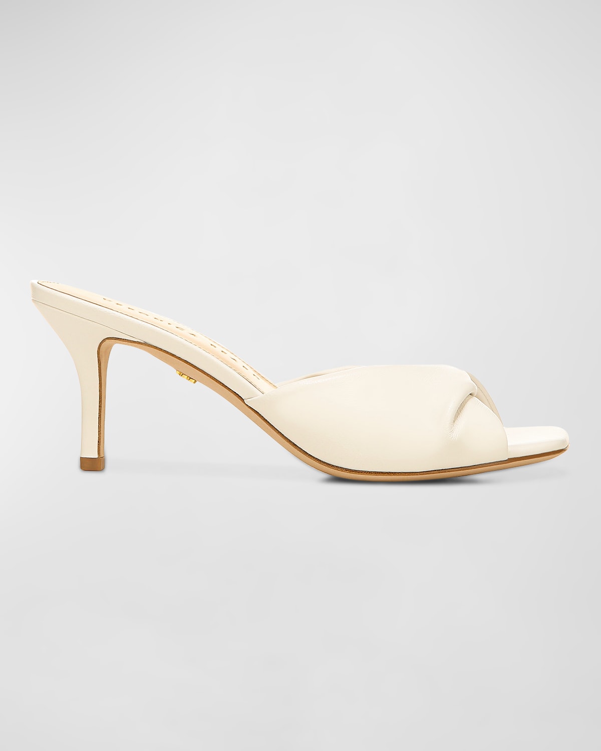 Veronica Beard Melli Twist Leather Kitten-heel Sandals In Snow