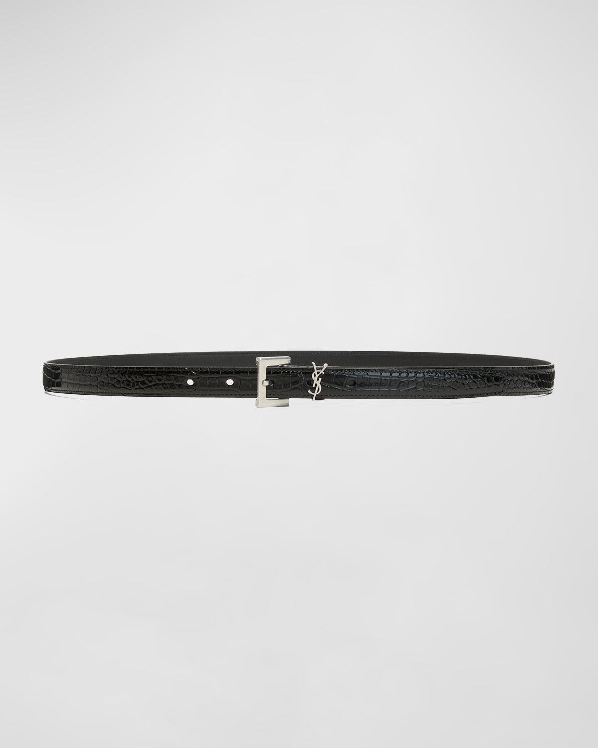 YSL Moc-Croc Skinny Belt