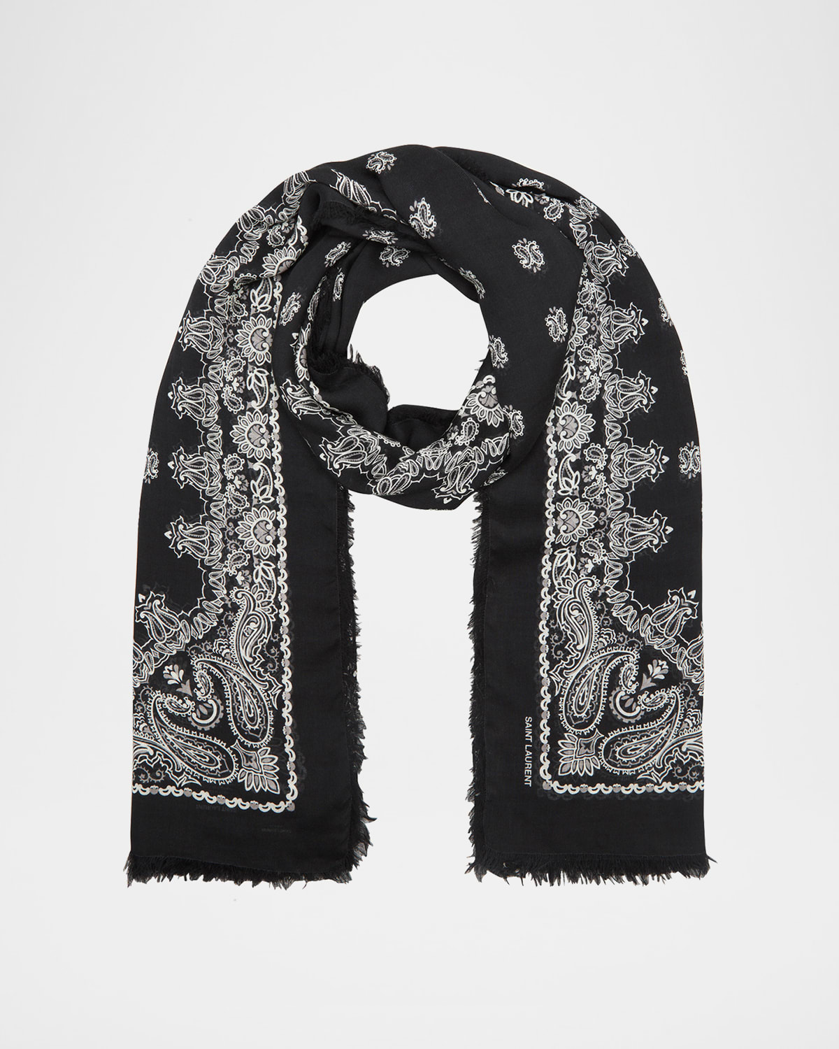 Saint Laurent Paisley-print Cashmere & Silk Scarf in Black