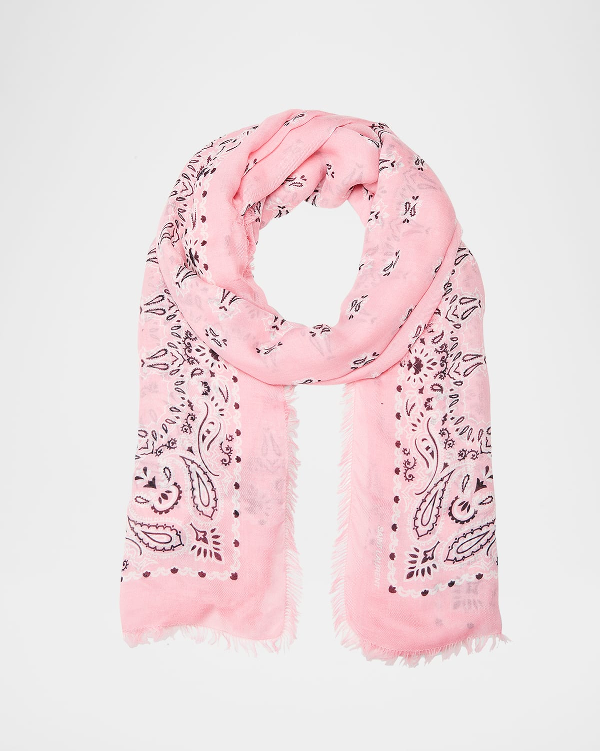 Shop Saint Laurent Paisley Cashmere-blend Bandana Scarf In Rose Black