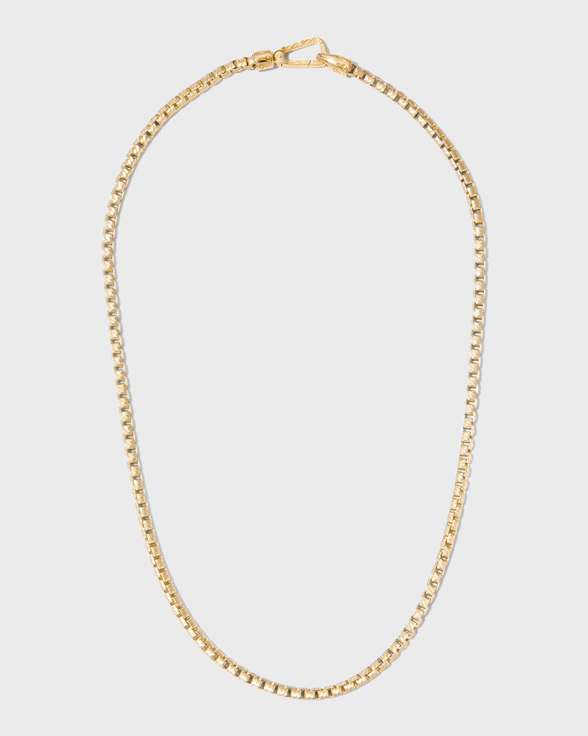 Men's Yellow Gold Carved Tubular Necklace with Matte Chain, 52cm