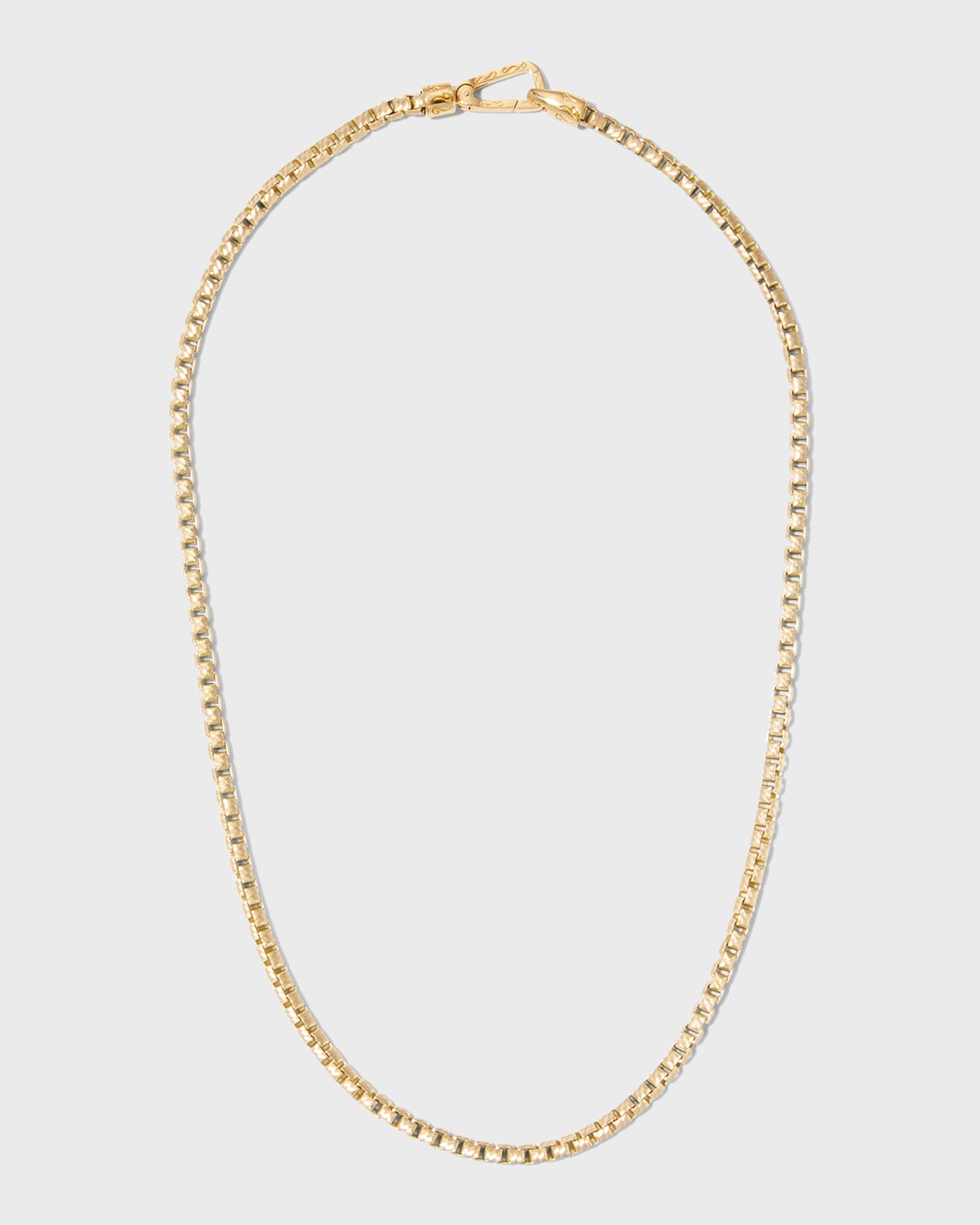 Men's Yellow Gold Carved Tubular Necklace with Matte Chain, 52cm