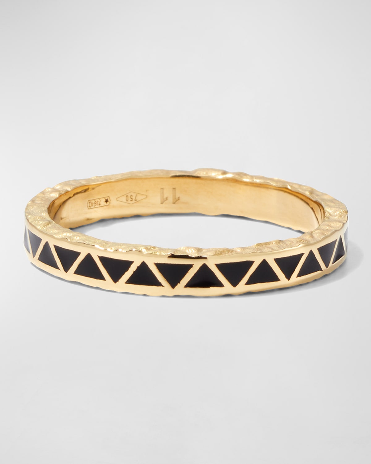Men's Yellow Gold Manawa Black Enamel Thin Band Ring
