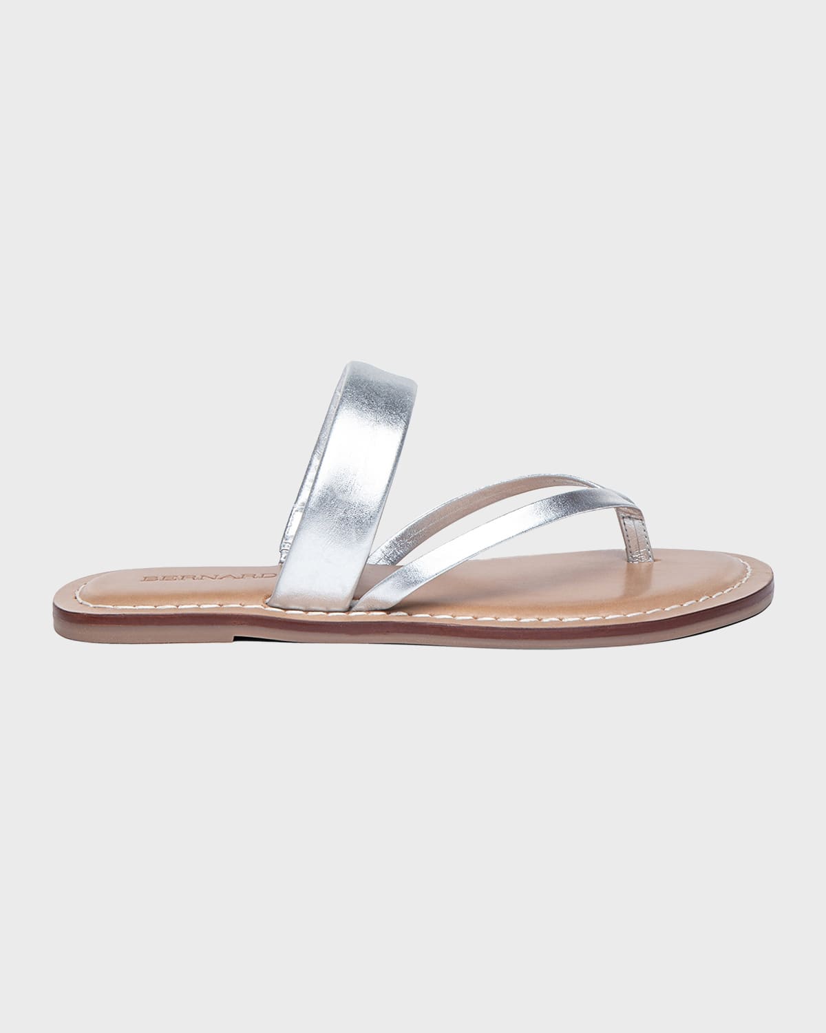 Shop Bernardo Leia Metallic Flat Thong Sandals In Silver