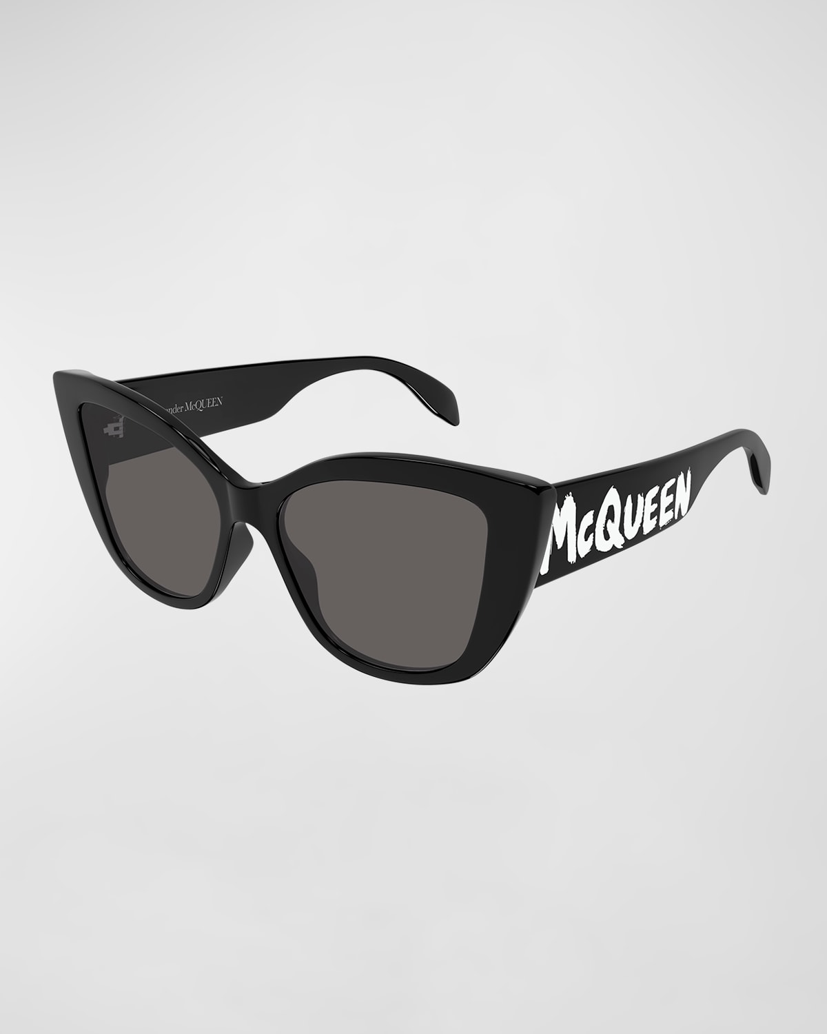 Alexander Mcqueen Monochrome Acetate Cat-eye Sunglasses In Shiny Black