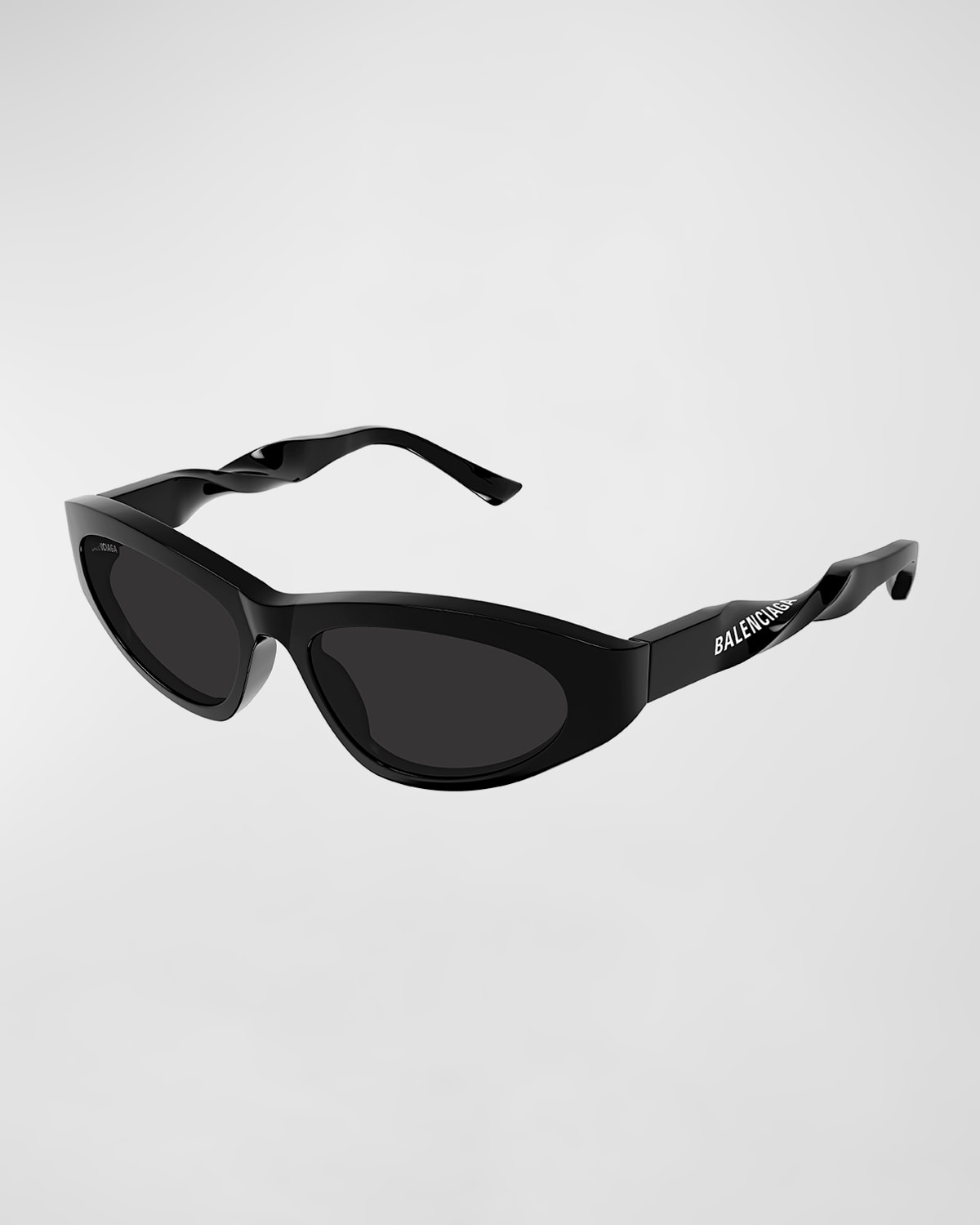 Balenciaga Logo Twisted Acetate Cat-eye Sunglasses In Shiny Black