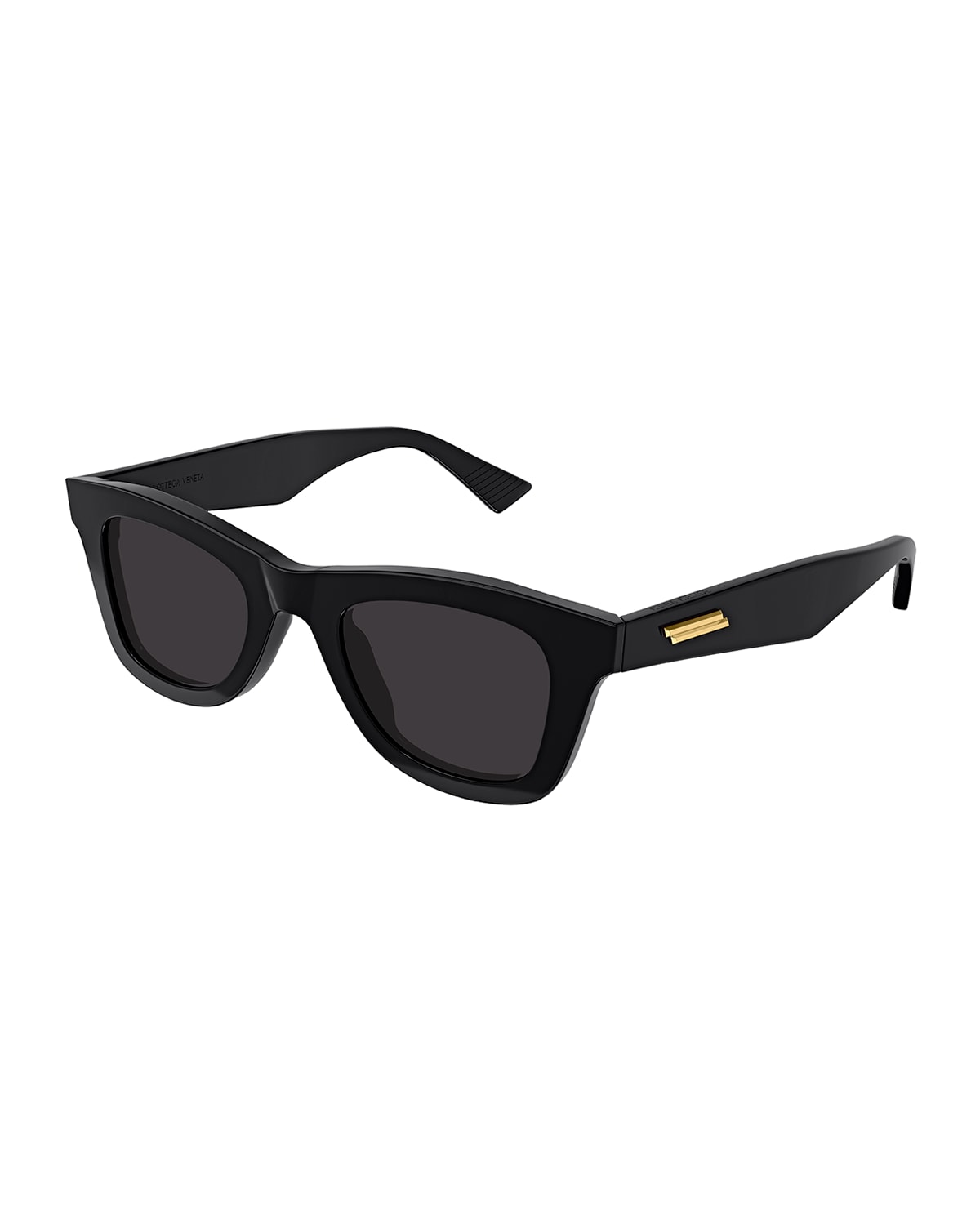 Bottega Veneta Rectangle Acetate Sunglasses In 001 Shiny Black