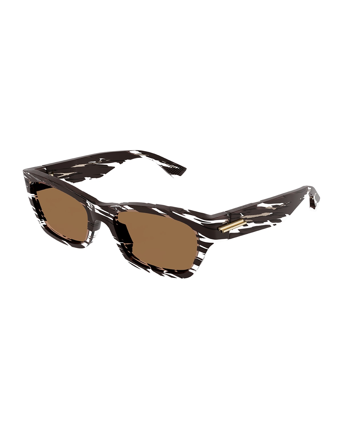 Bottega Veneta Printed Rectangle Acetate Sunglasses In Shiny Zebra