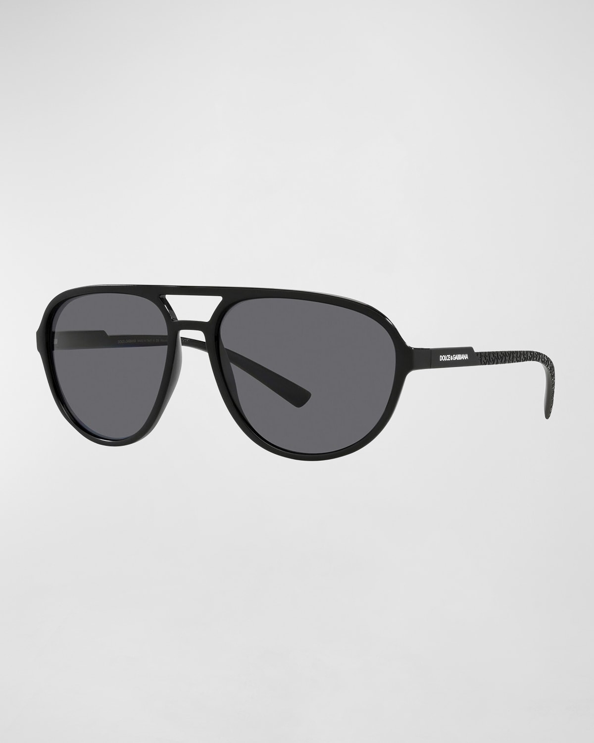 Men's Round Polarized Double-Bridge Logo Sunglasses