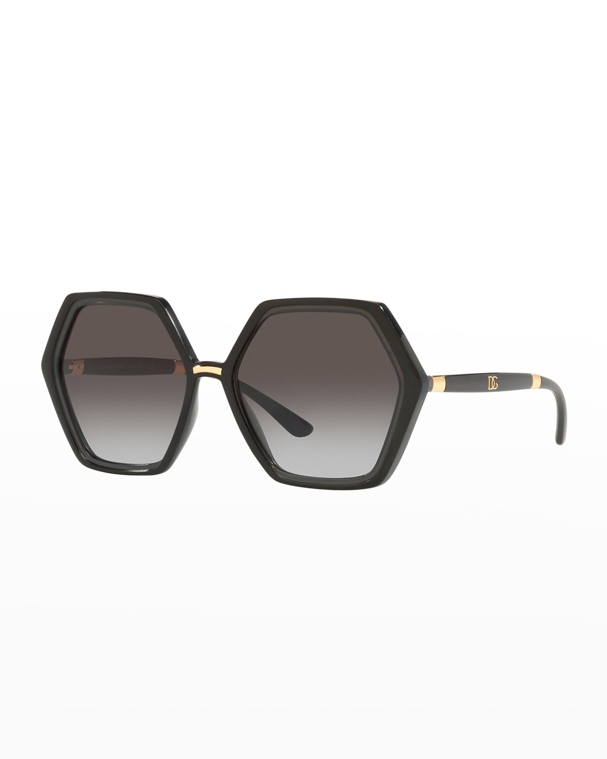 Dolce & Gabbana Hexagon Acetate Sunglasses In Trans Blk