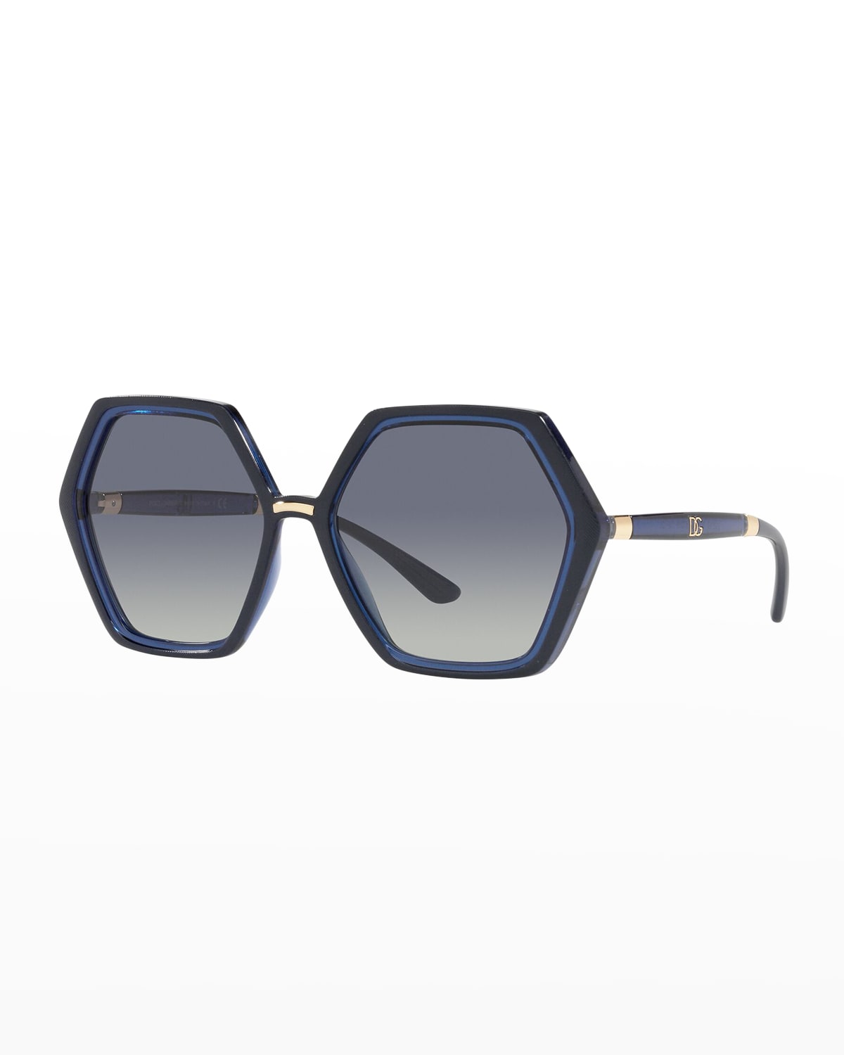 Dolce & Gabbana Hexagon Acetate Sunglasses In Chev Trans Blu