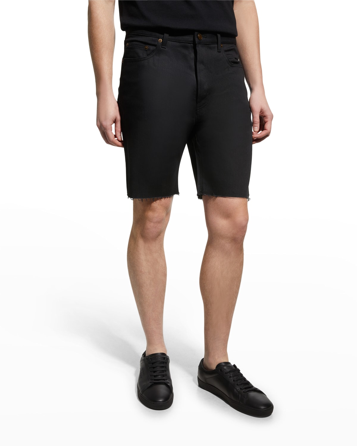 Saint Laurent Men's Frayed Denim Shorts