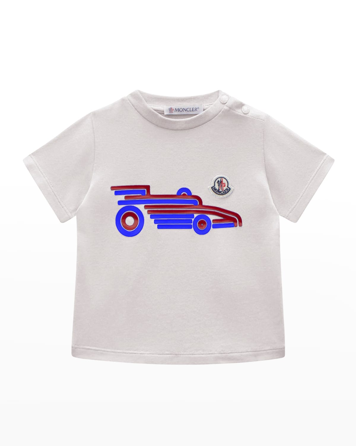 Moncler Kids' Boy's Rubberized Car Logo T-shirt In Natural