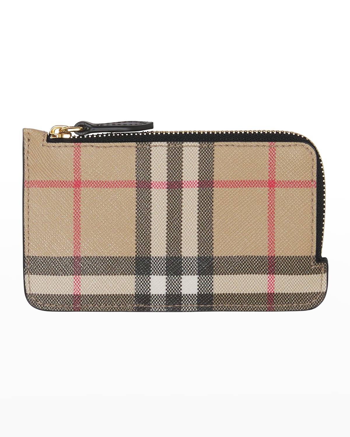 Somerset Vintage Check & Leather Zip Card Case In Black