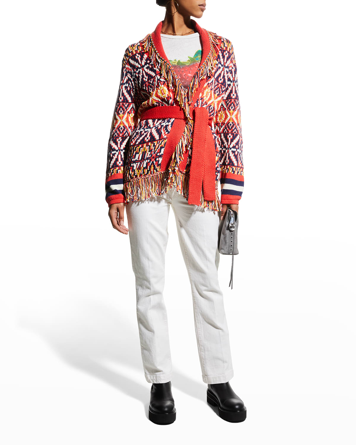 Belted short cardigan cheap