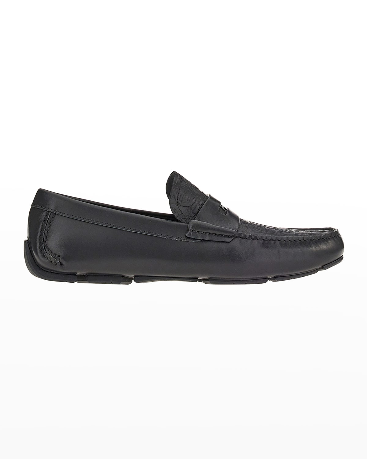 Ferragamo Newton Leather Moccasins In Nero
