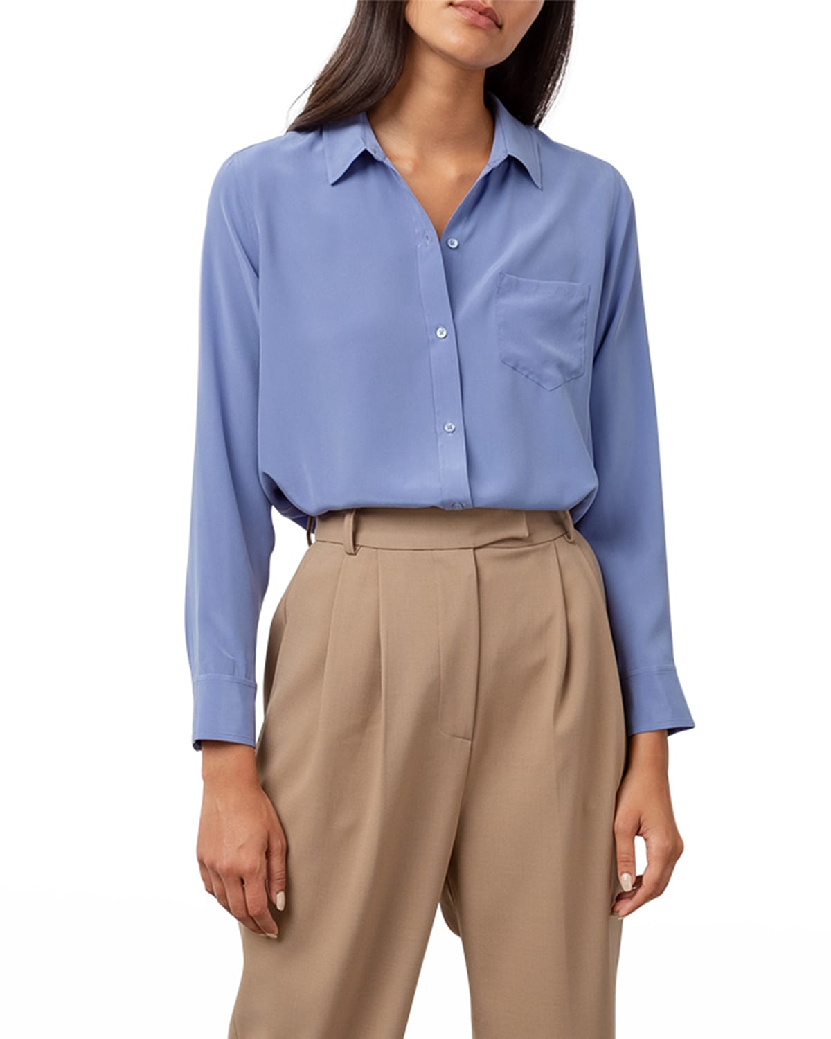 Rails Kate Button-Front Silk Shirt