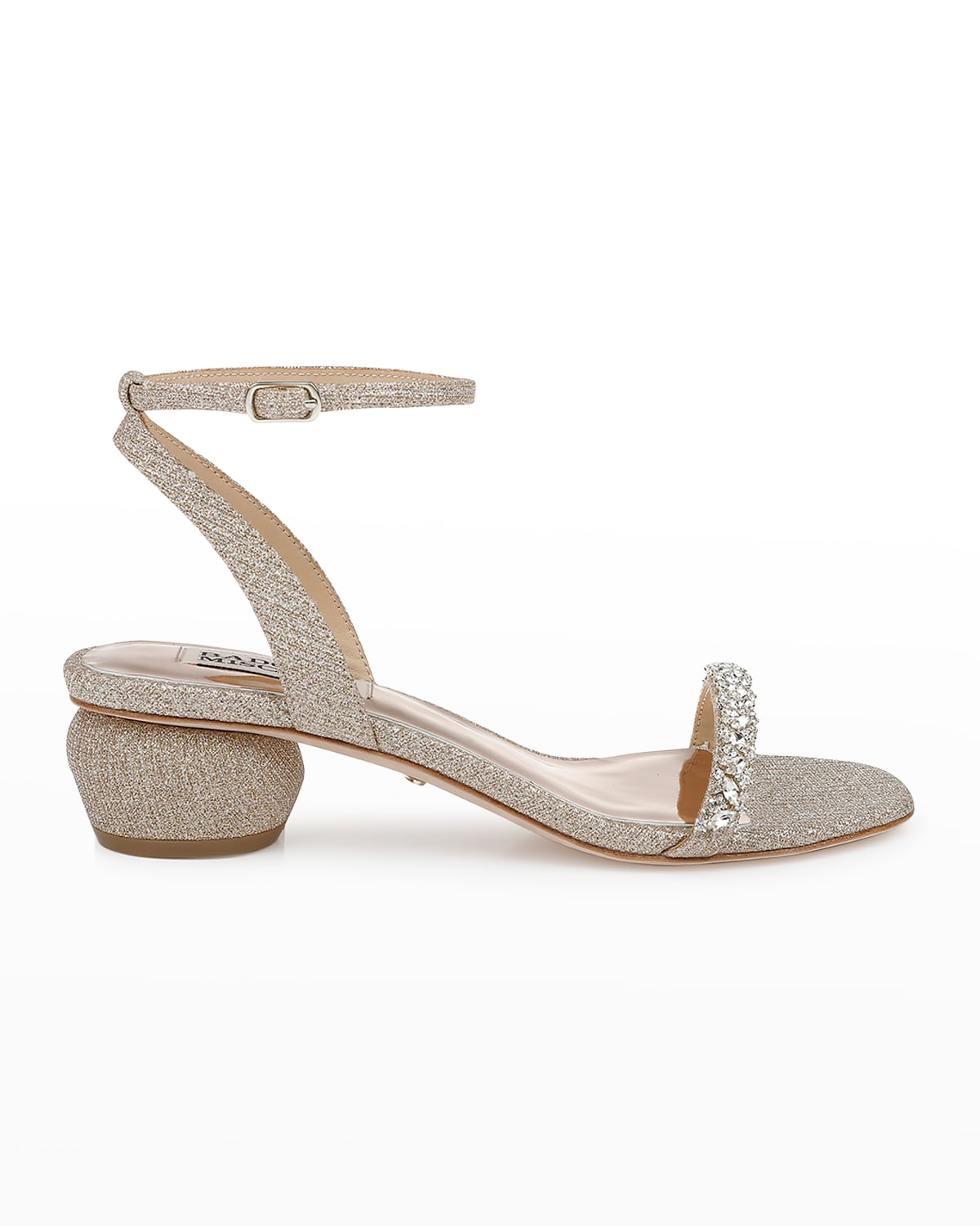 Badgley Mischka Tarika Crystal Ankle-strap Sandals In Pale Gold | ModeSens