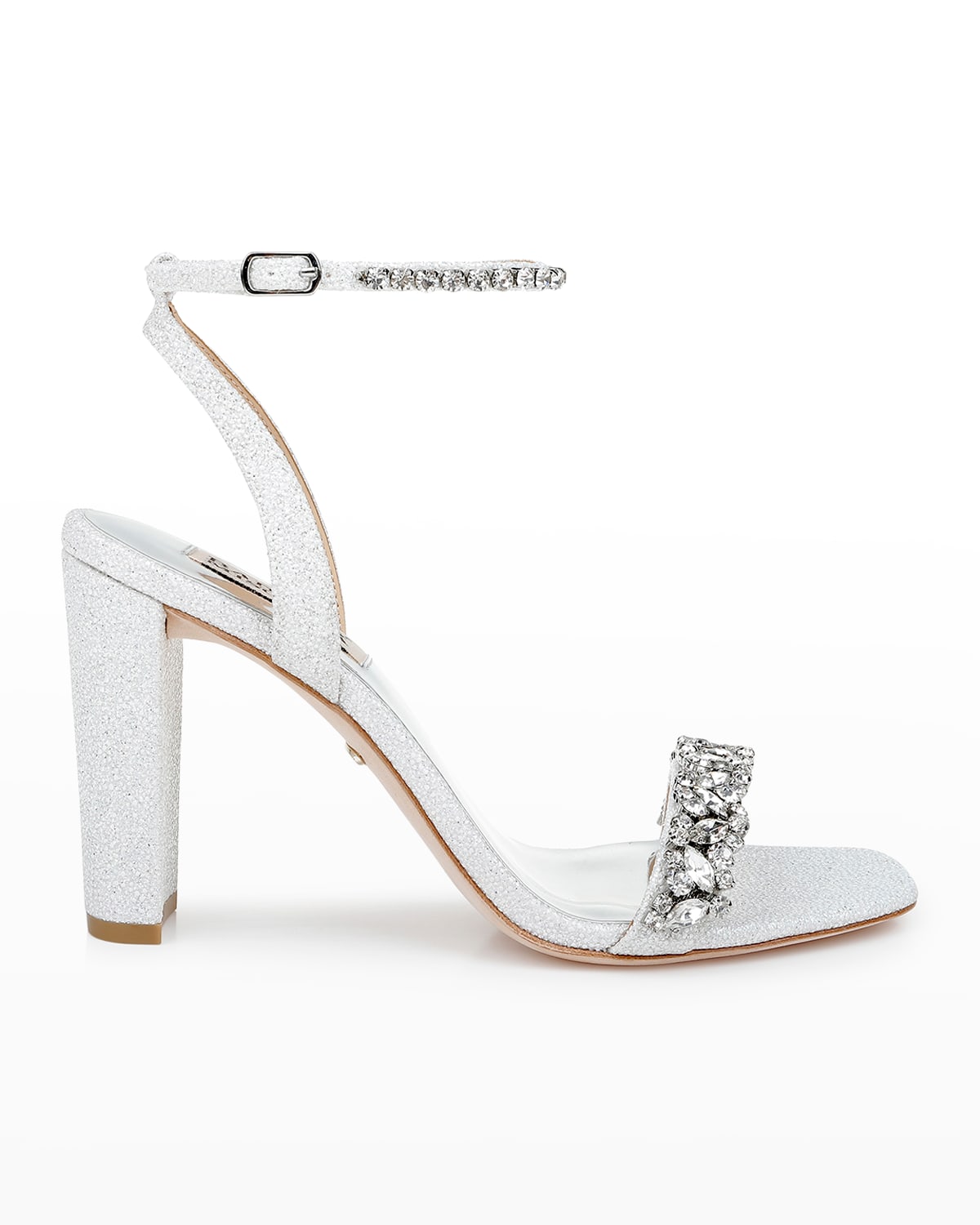 Badgley Mischka Tasmine Metallic Crystal Ankle-Strap Sandals