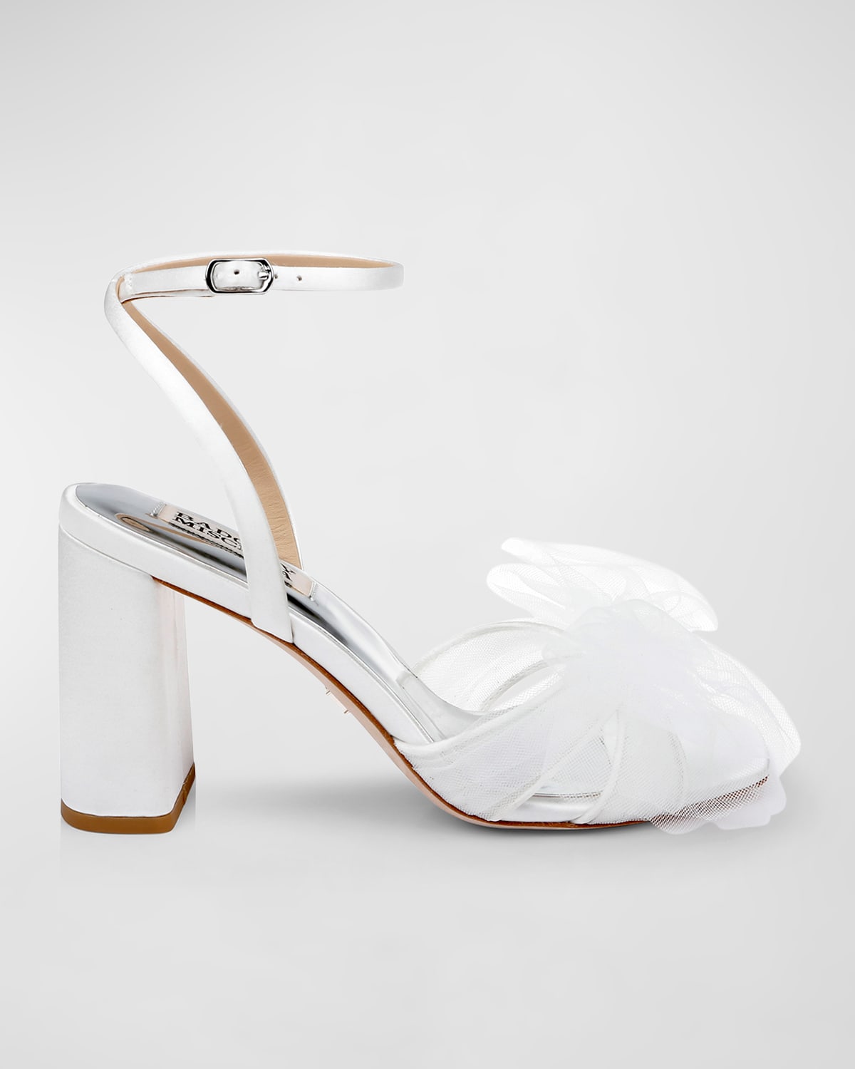 Badgley Mischka Tess Ankle Strap Sandal In Whitesatin