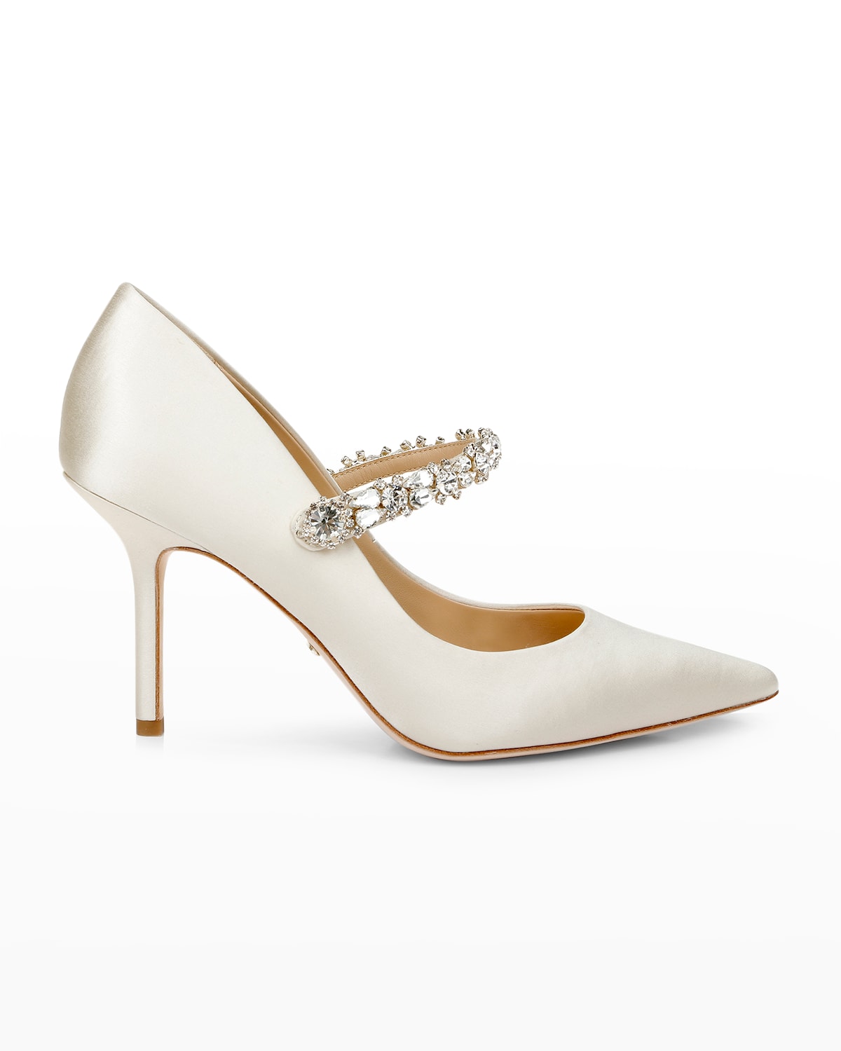 Badgley Mischka Theory Satin Crystal Mary Jane Pumps In Ivory