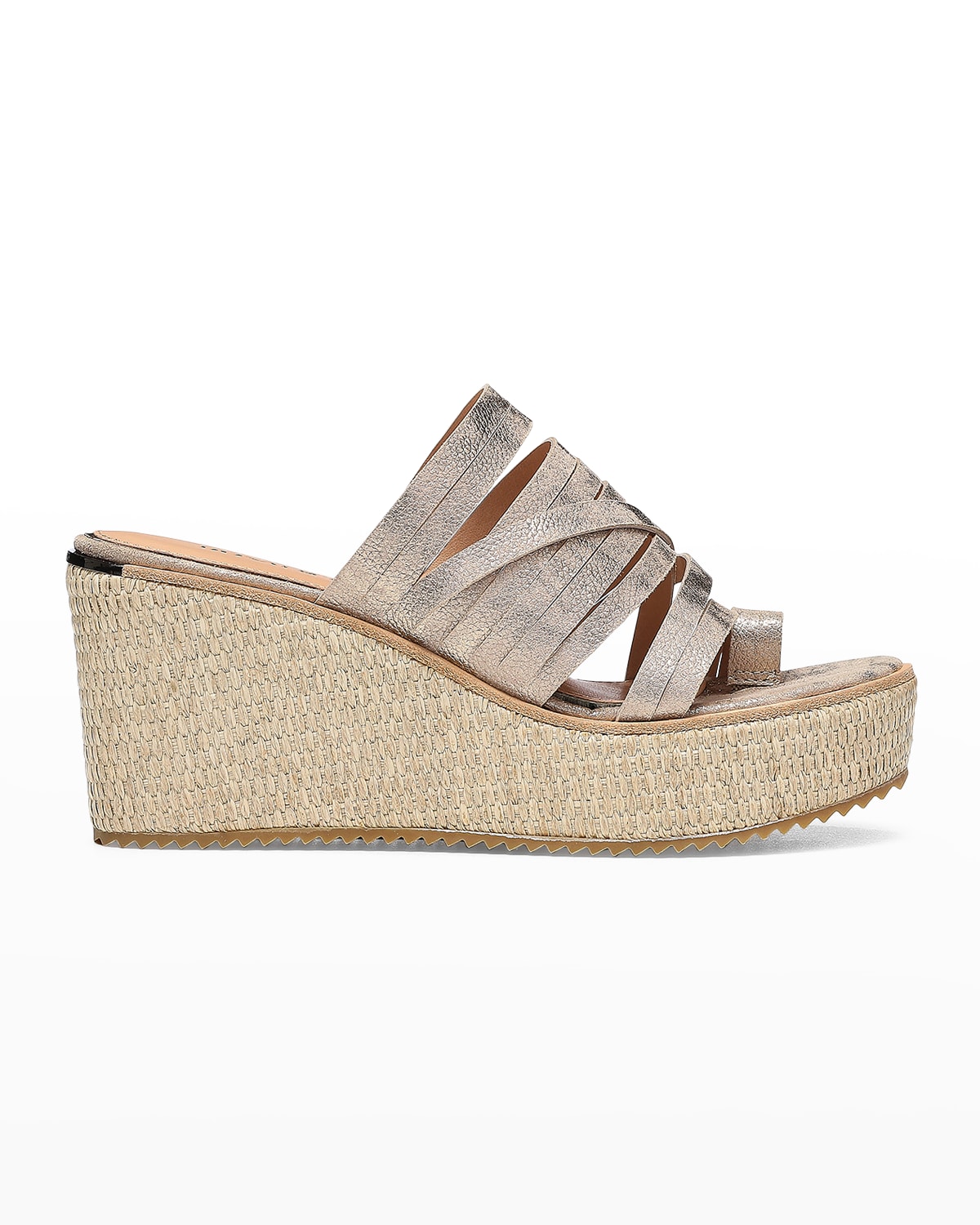 Ithaca Metallic Strappy Toe-Ring Wedge Sandals