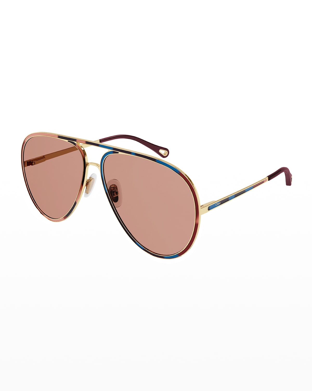 Shop Chloé Metal & Acetate Aviator Sunglasses In Shiny Classic