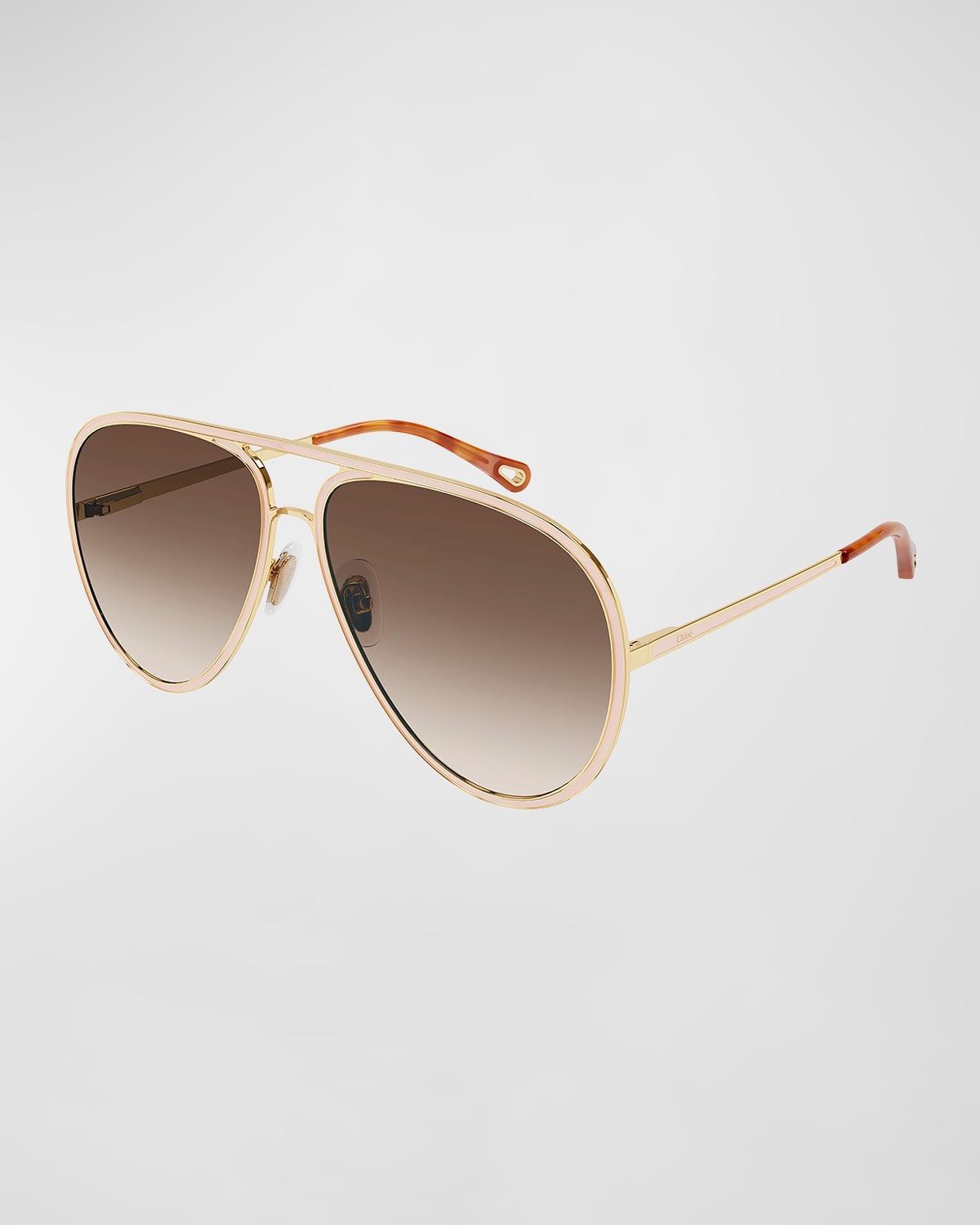 Chloé Metal & Acetate Aviator Sunglasses In 004 Shiny Classic
