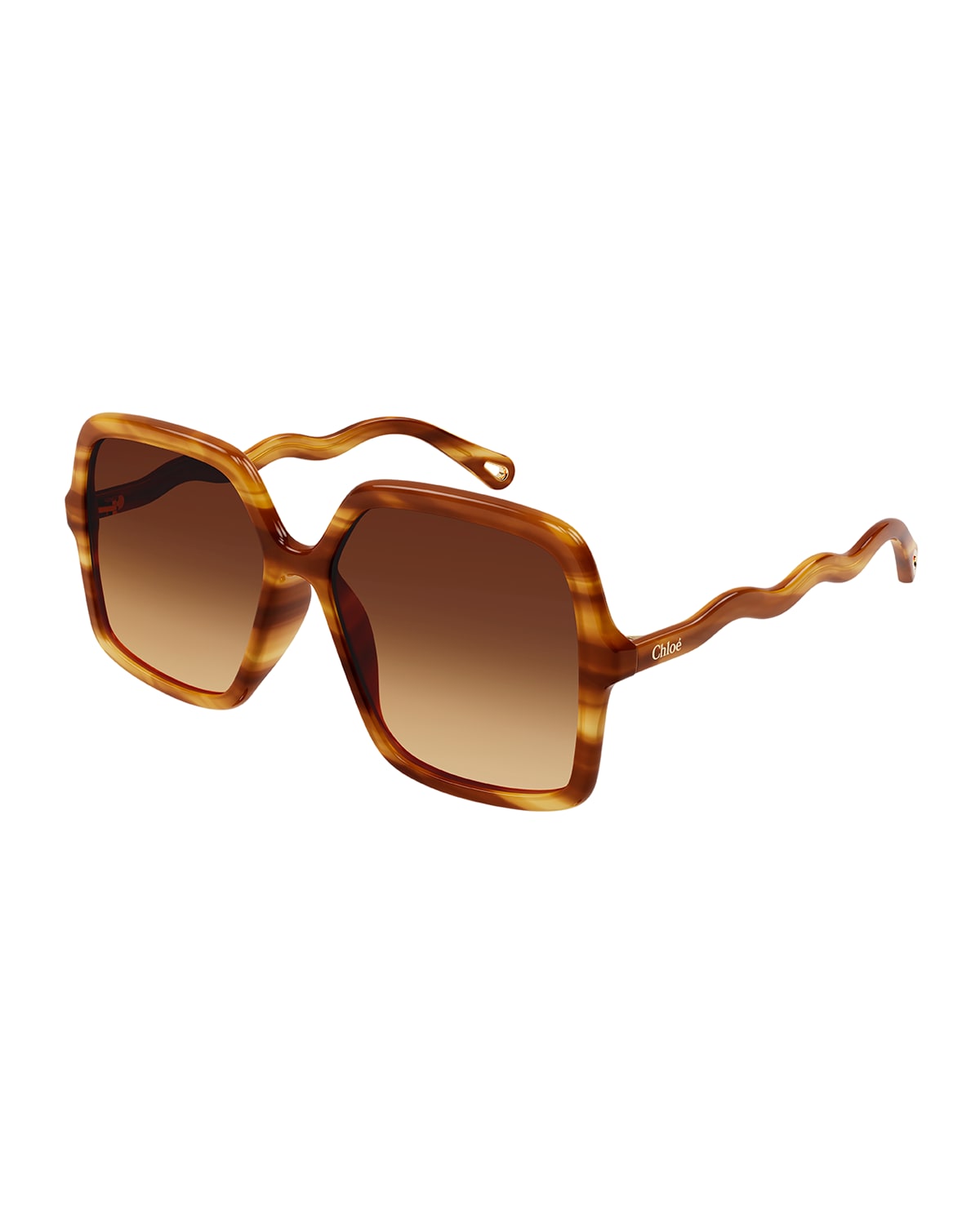 Chloé Wavy Rectangle Acetate Sunglasses In 002 Shiny Blonde
