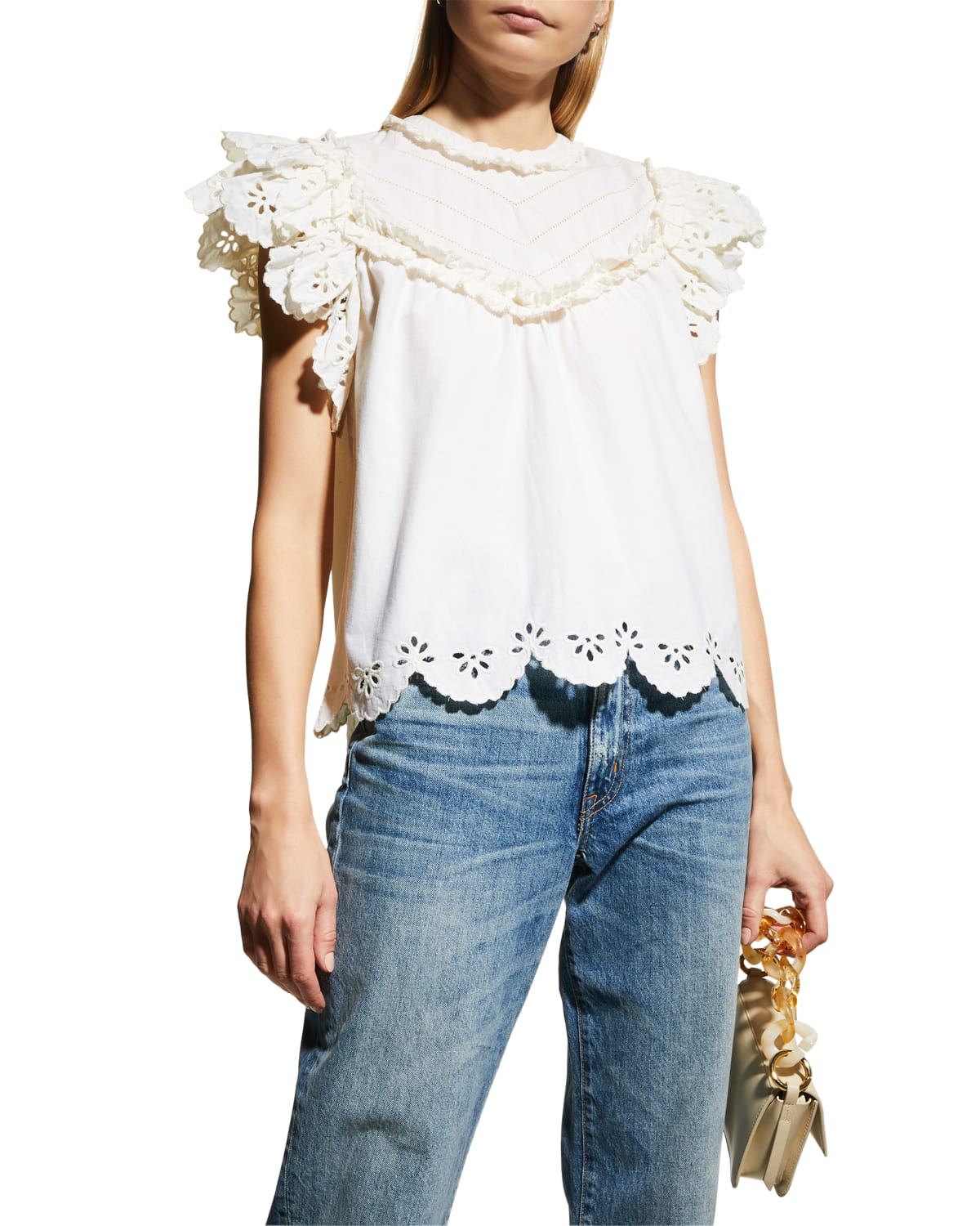 LOVE THE LABEL Sola Short-Sleeve Embroidered Lace Top