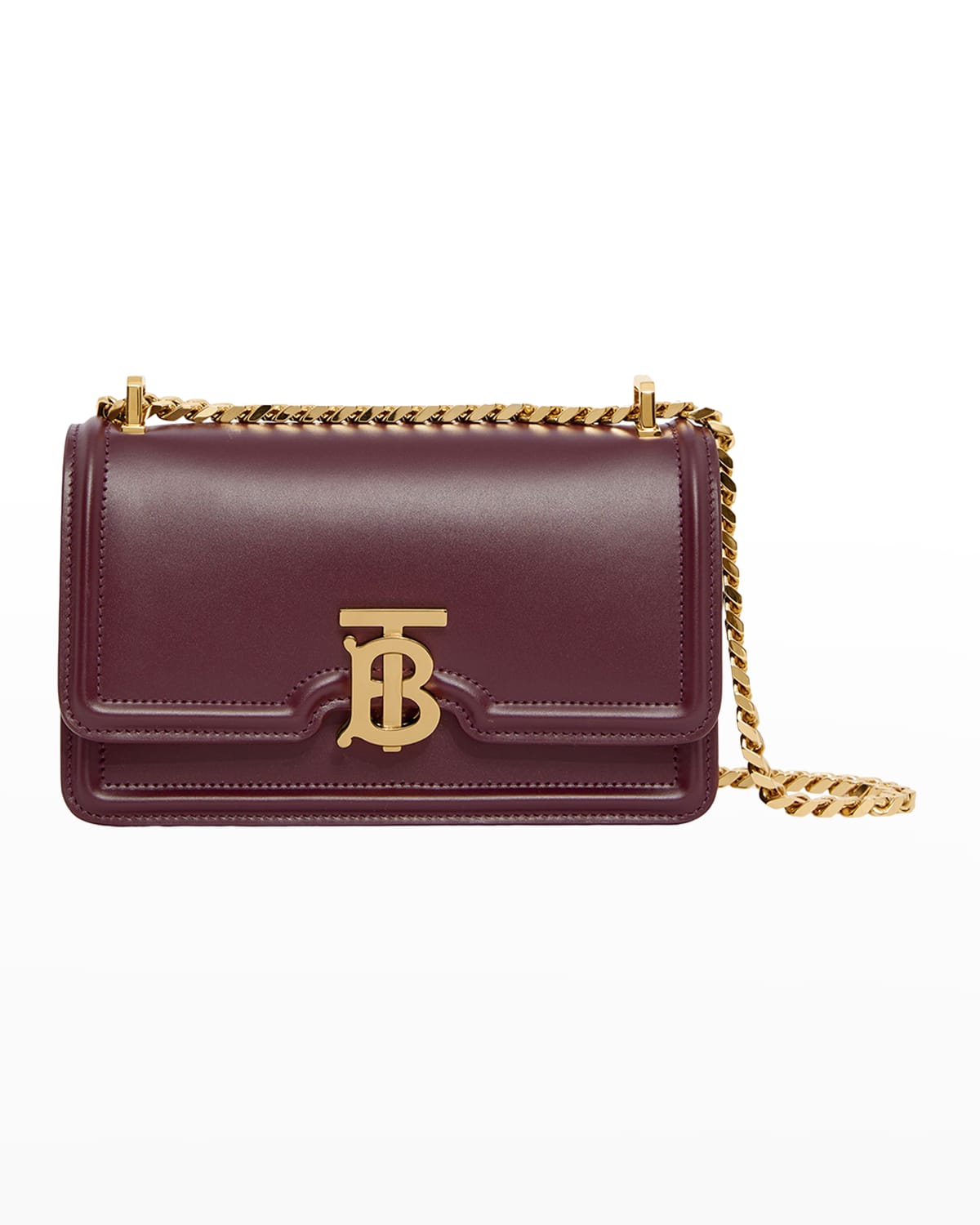 Burberry Tb Smooth Leather Chain Shoulder Bag In Deep Maroon - Main Image