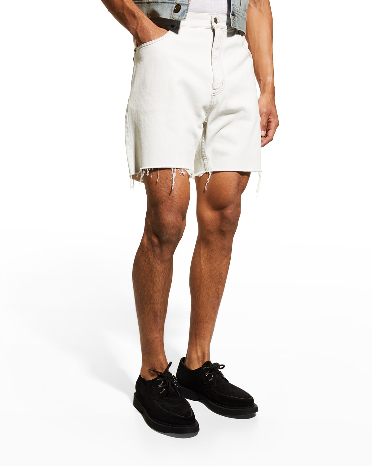 Saint Laurent Men's Baggy Cutoff Denim Shorts