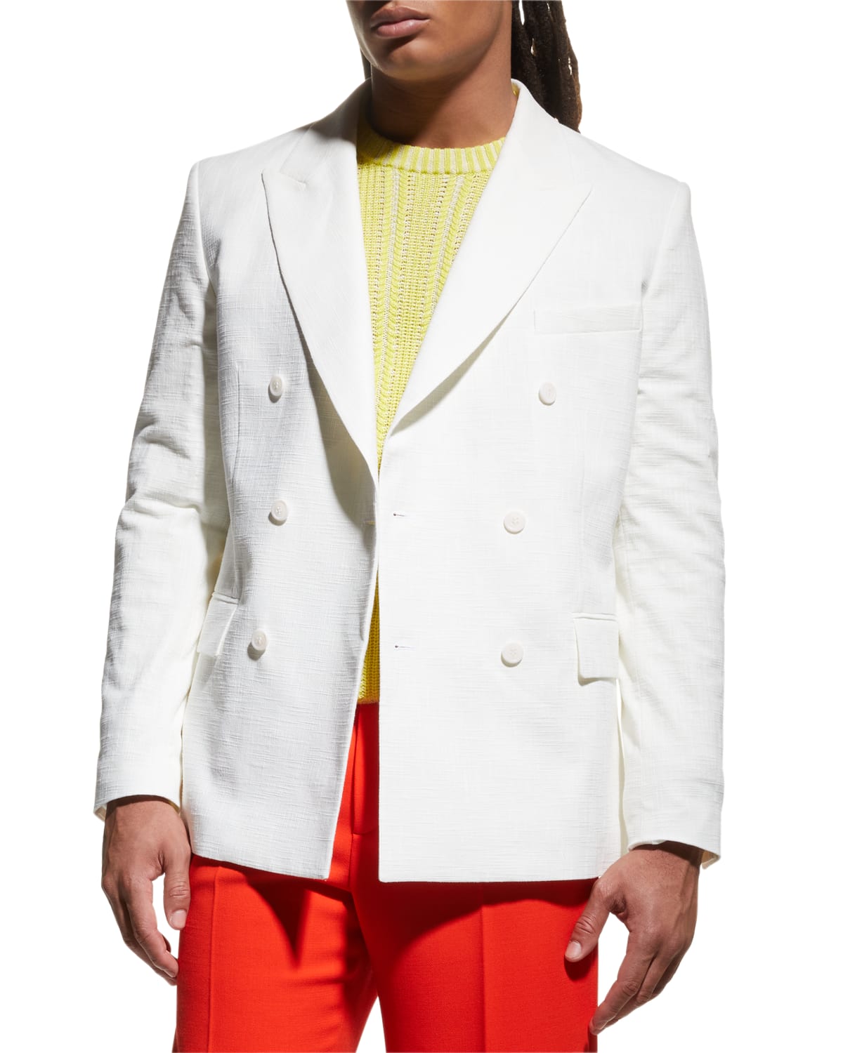 Men's Cotton Double-Breasted Suit Jacket