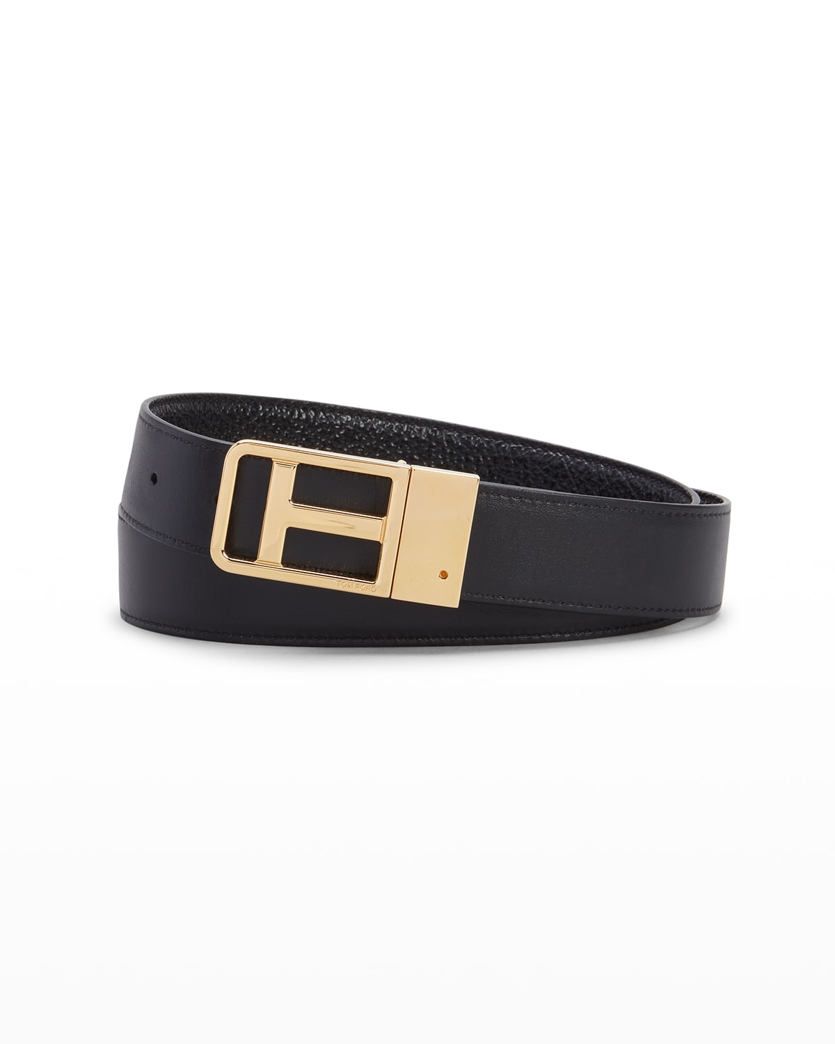 Tom Ford Classic T Logo Crocodile-pattern Leather Belt in Black