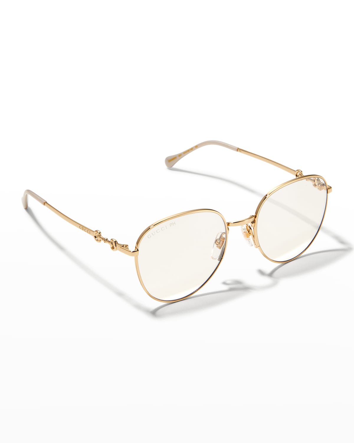 Gucci Photochromic Round Metal Sunglasses In 001 Endura Gold