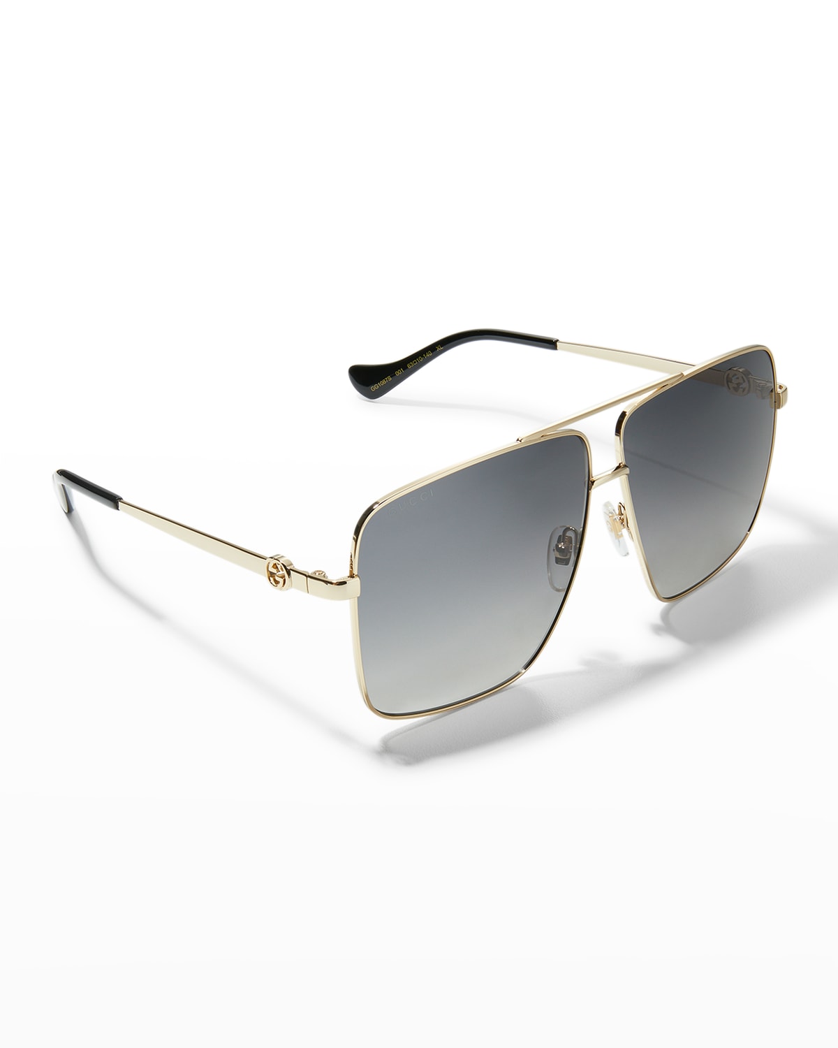 Gucci Square Metal & Acetate Aviator Sunglasses