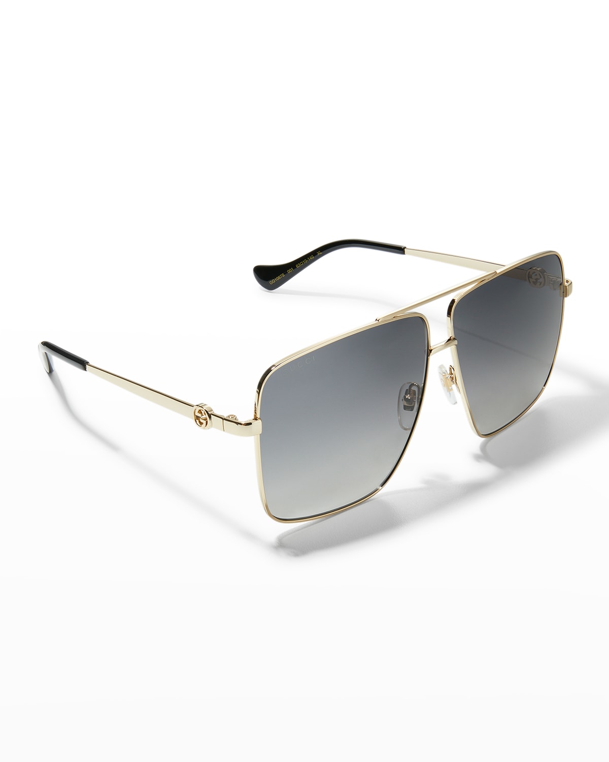 Square Metal Acetate Aviator Sunglasses In Endura Gold