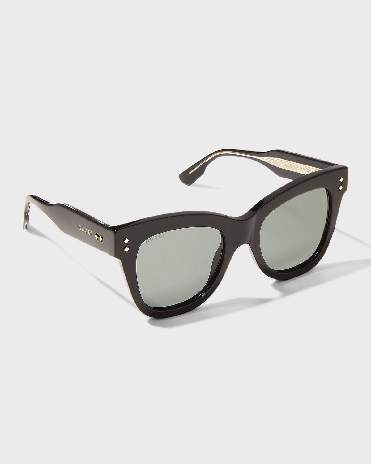 Shop Gucci Oversized Acetate Cat-eye Sunglasses In Shiny Black