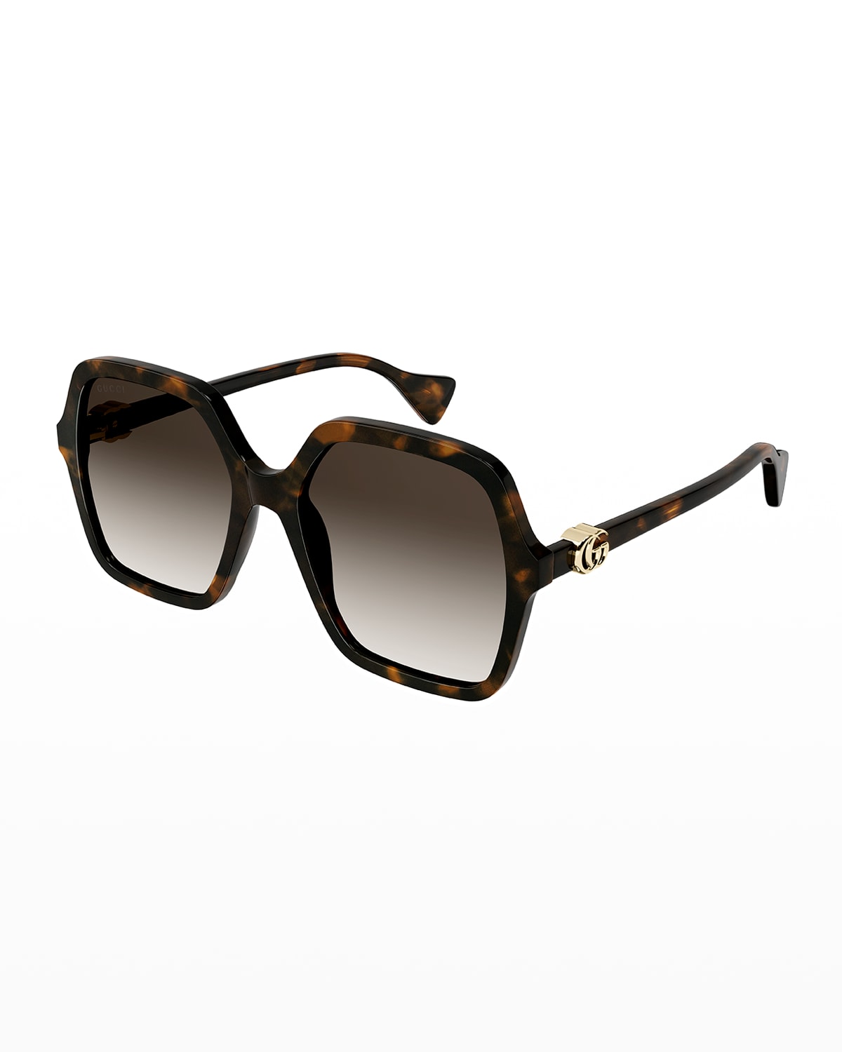 Gucci Oversize Rectangle Acetate Sunglasses In Havana