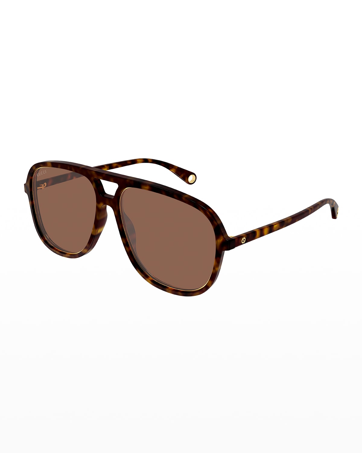Gucci Acetate & Metal Aviator Sunglasses In 004 Dark Havana