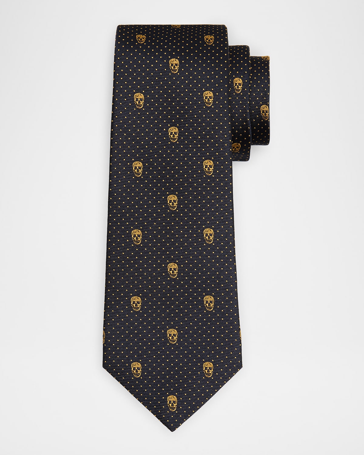 McQueen Men 's Skull & Polka Dot Tie
