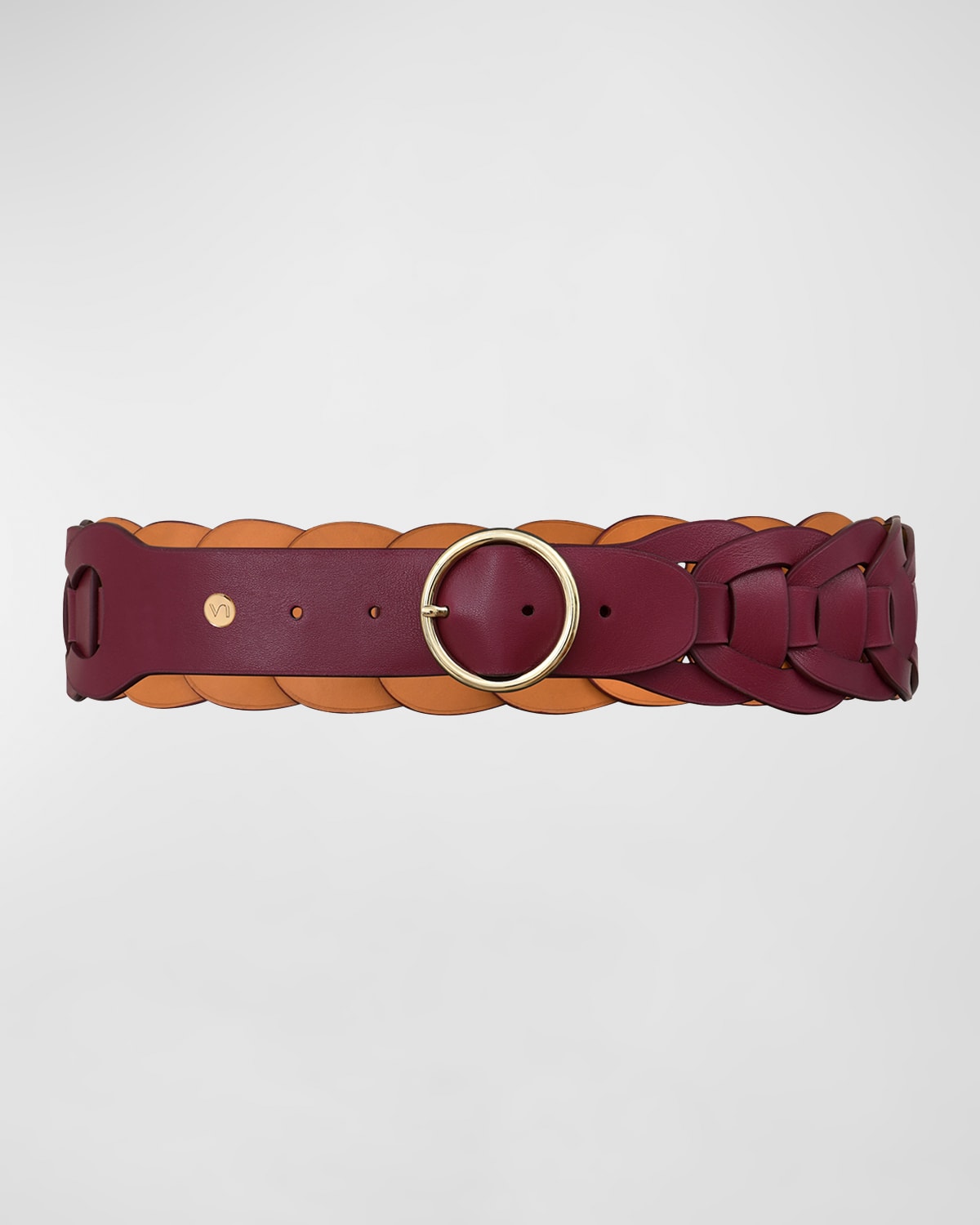 Vaincourt Paris La Fascinante Woven Leather Belt In Purple Cherry