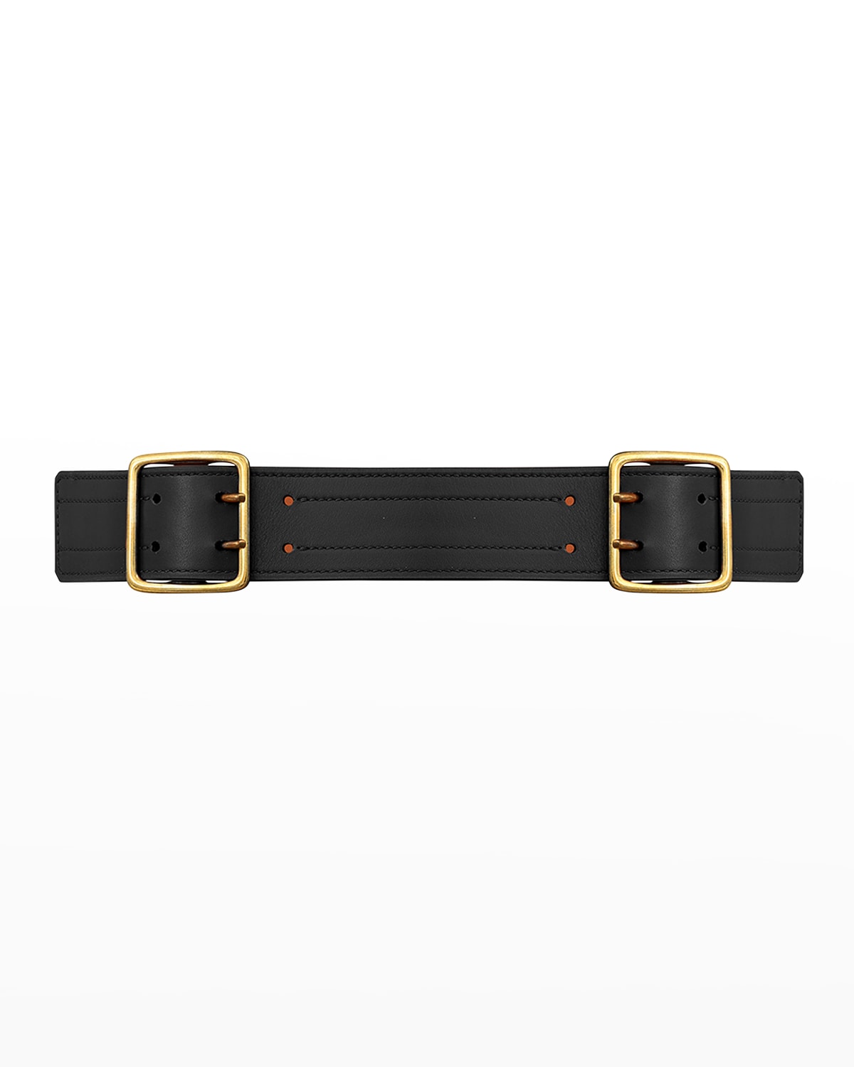 Vaincourt Paris La Radieuse Double-buckle Leather Belt In Black